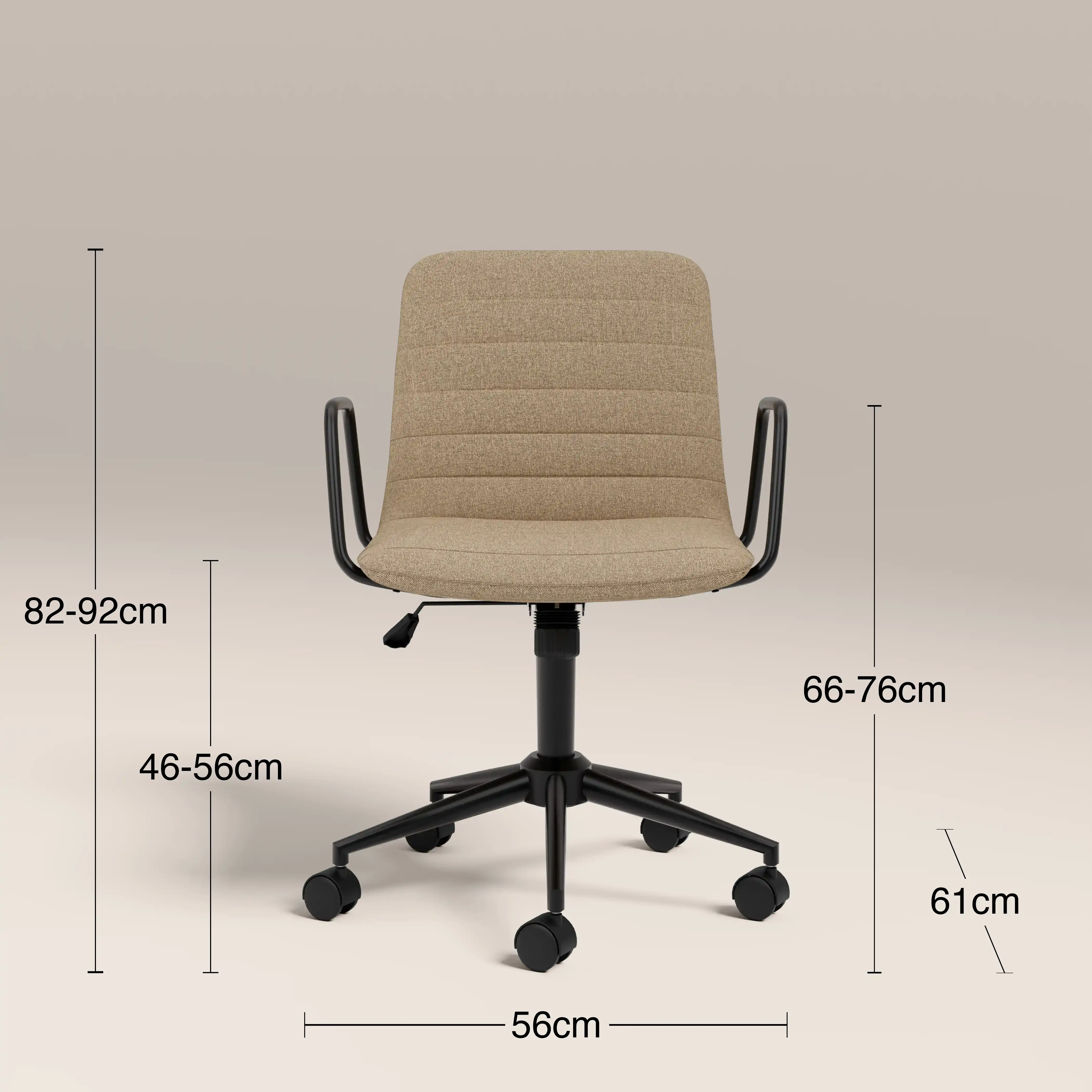 Gianna Office Chair | Latte Sustainable Fabric & Black - Image 8