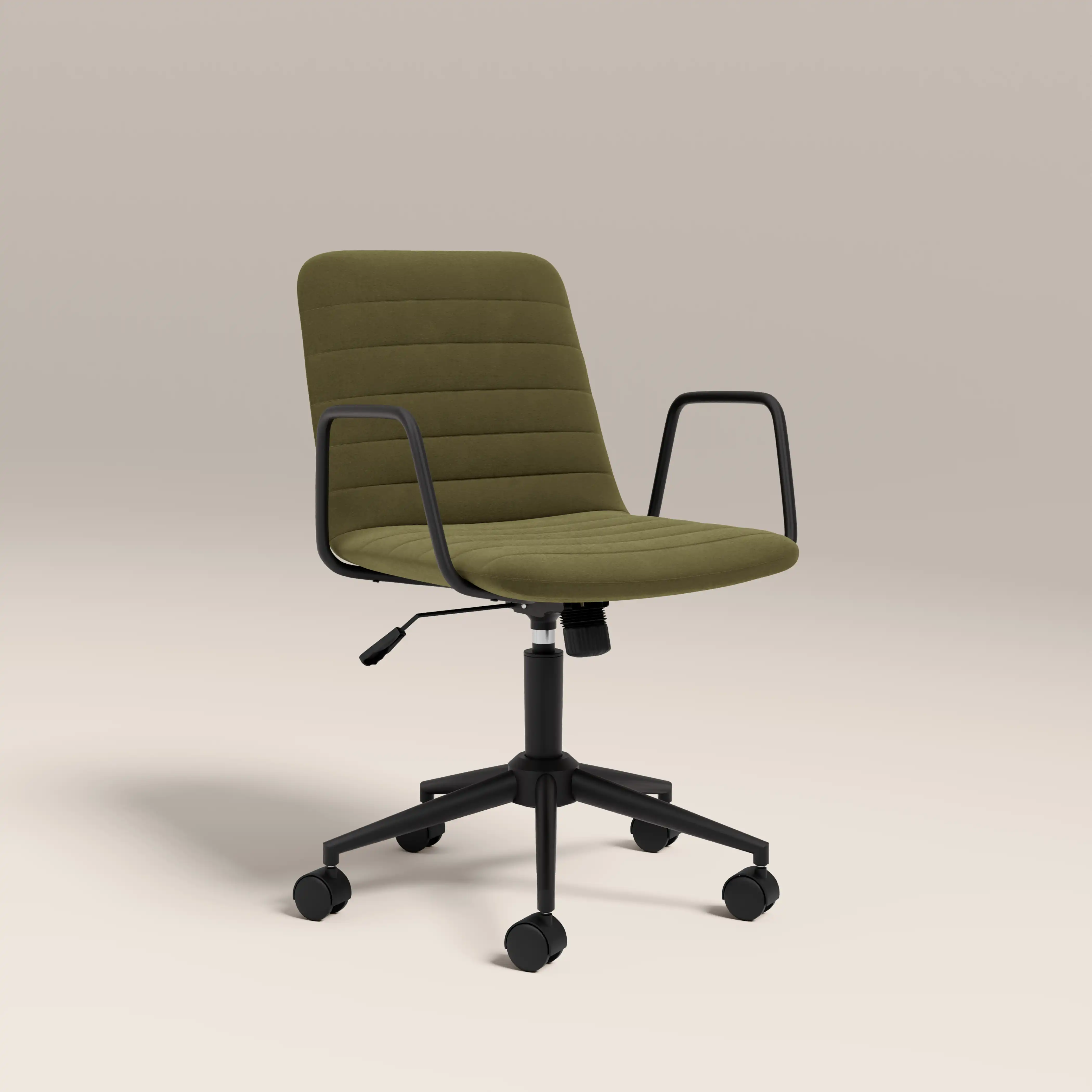 Gianna Office Chair | Moss Green Sustainable Mohair Velvet & Black - Image 2