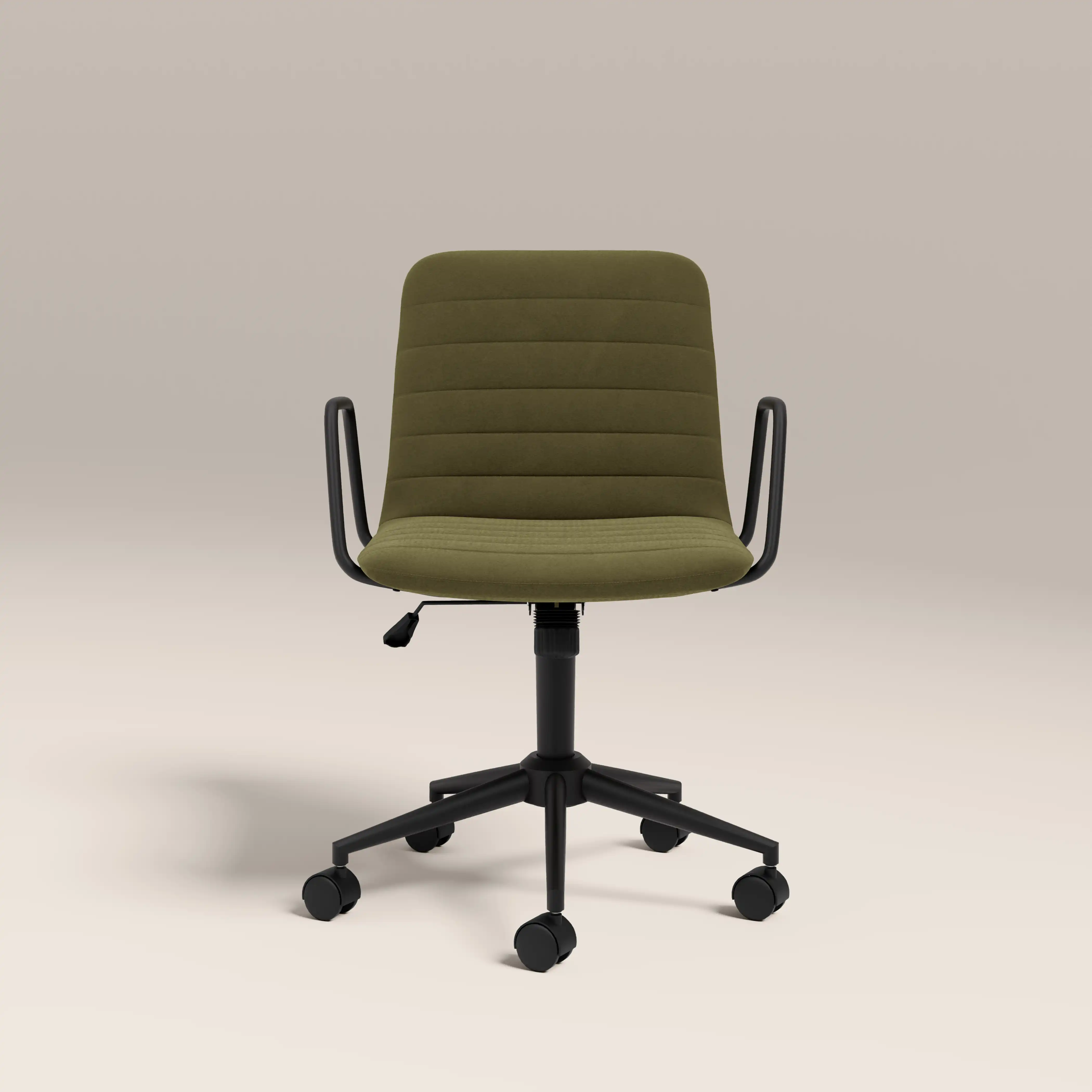 Gianna Office Chair | Moss Green Sustainable Mohair Velvet & Black - Image 3