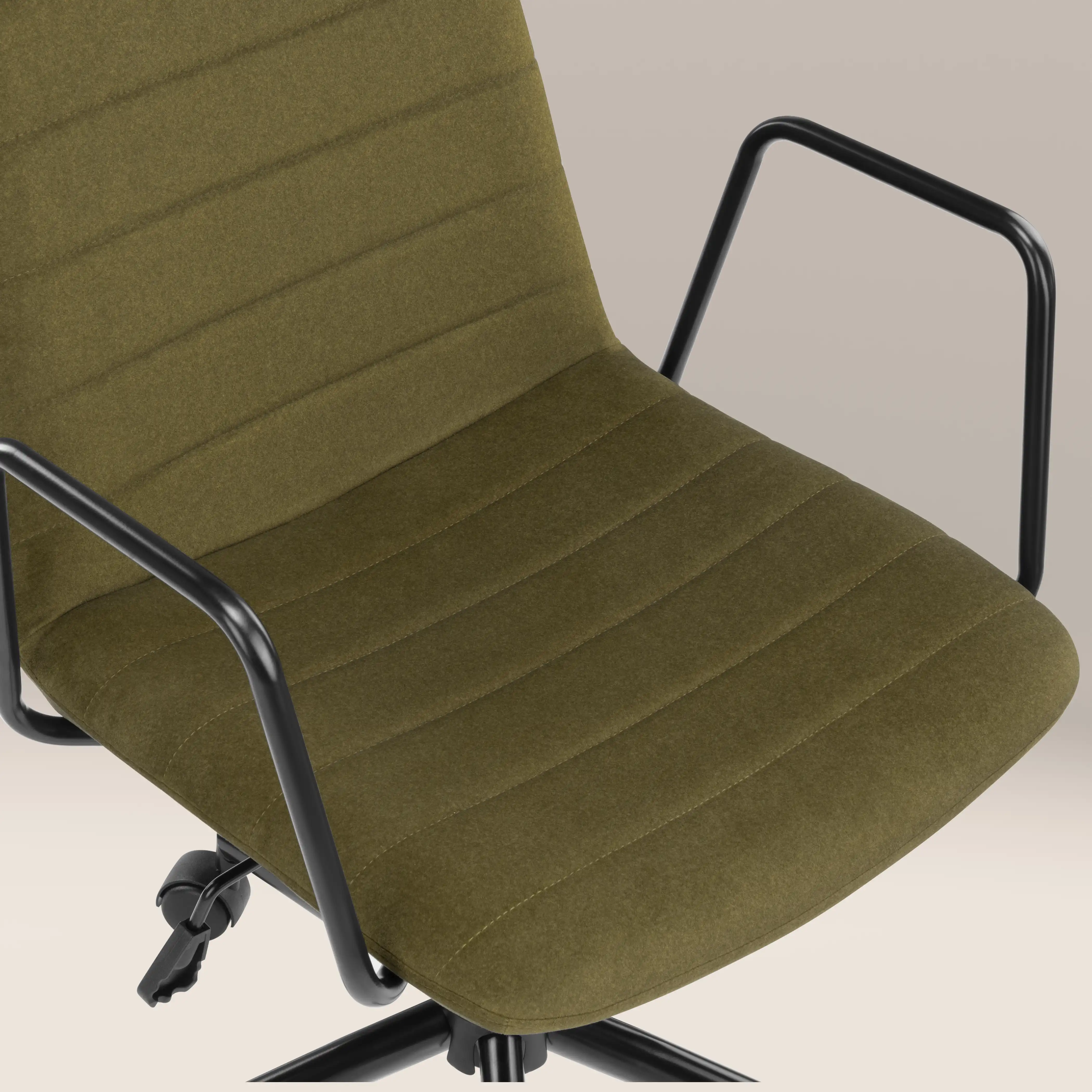 Gianna Office Chair | Moss Green Sustainable Mohair Velvet & Black - Image 8