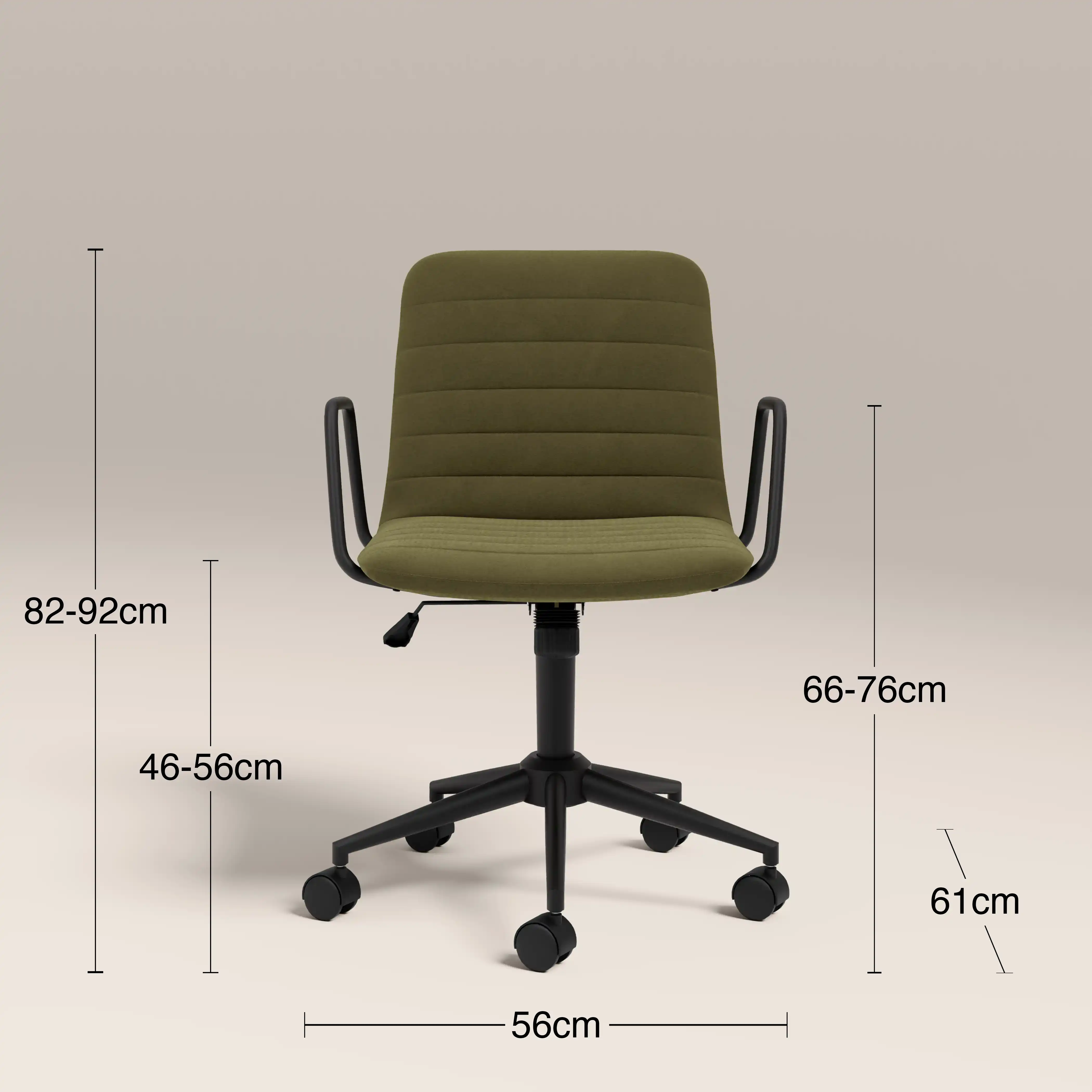 Gianna Office Chair | Moss Green Sustainable Mohair Velvet & Black - Image 9
