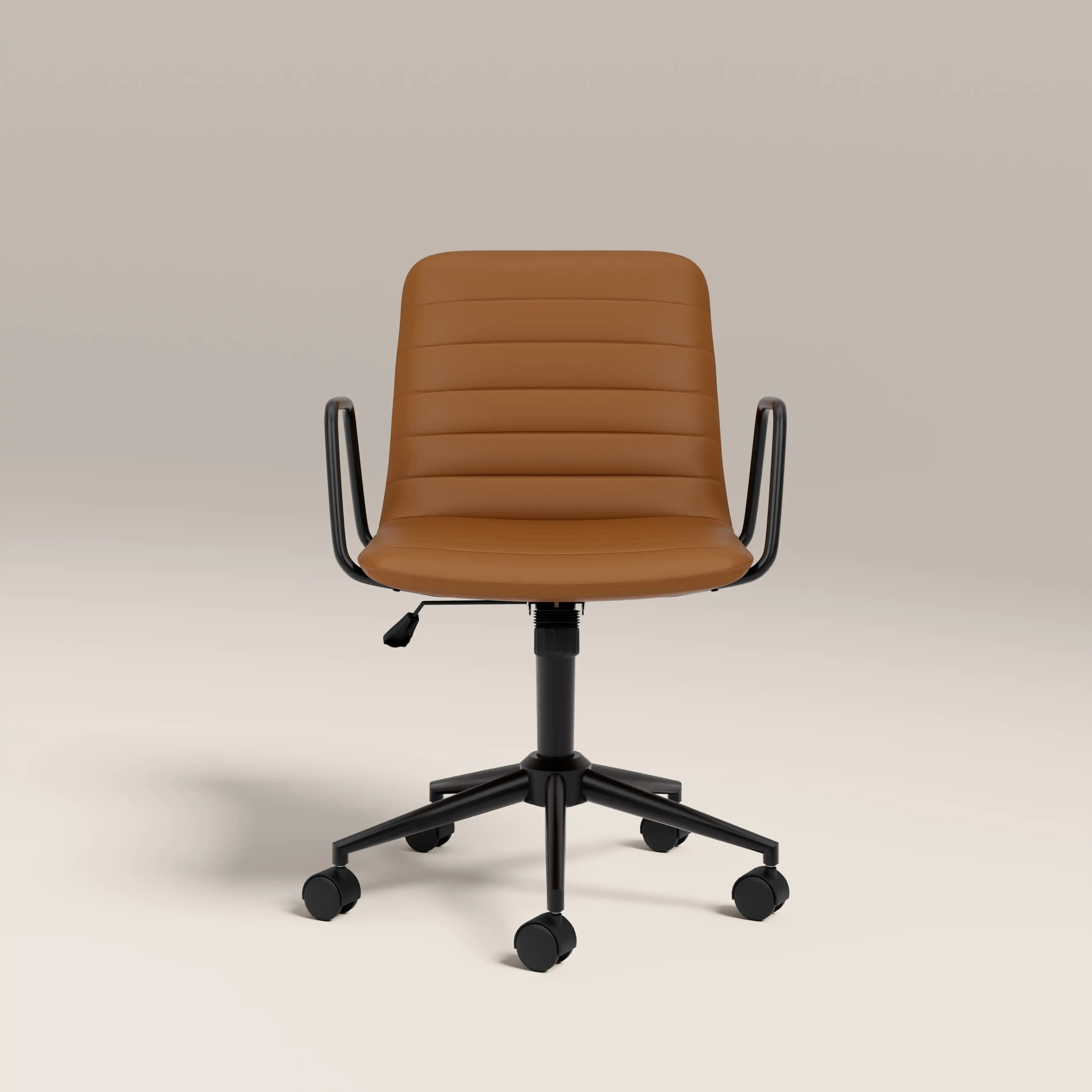 Gianna Office Chair | Tuscan Tan Faux Leather & Black - Image 2
