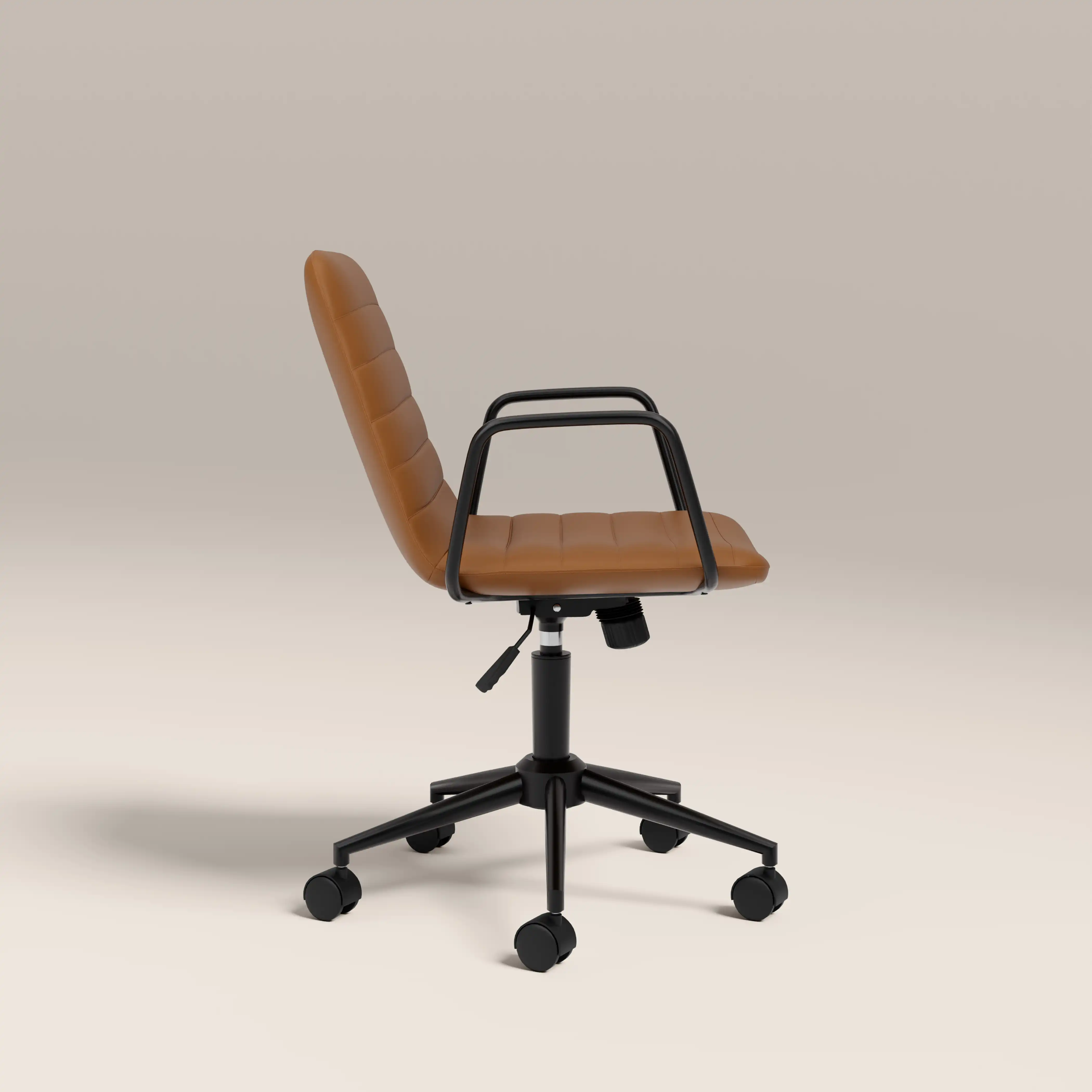 Gianna Office Chair | Tuscan Tan Faux Leather & Black - Image 4