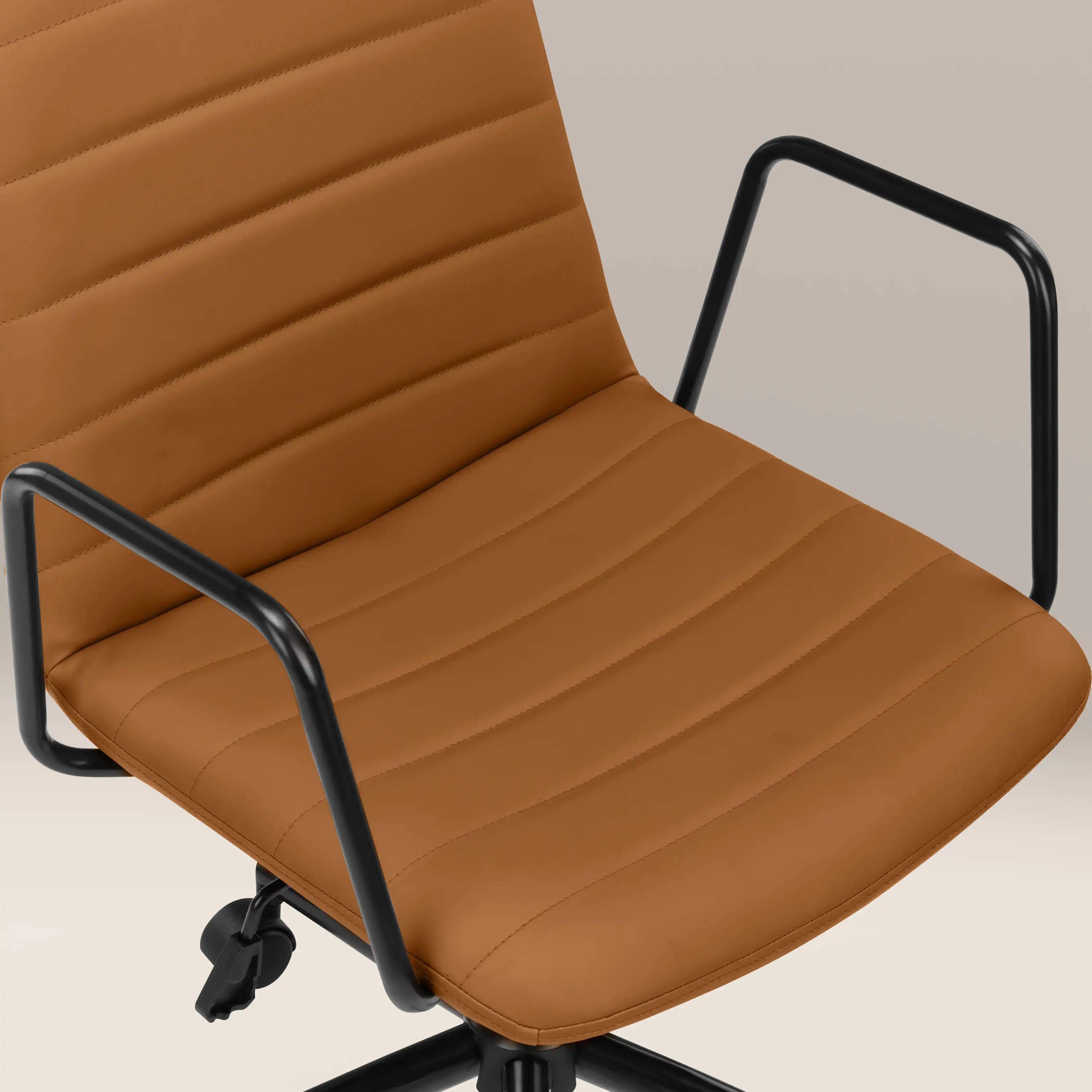 Gianna Office Chair | Tuscan Tan Faux Leather & Black - Image 7