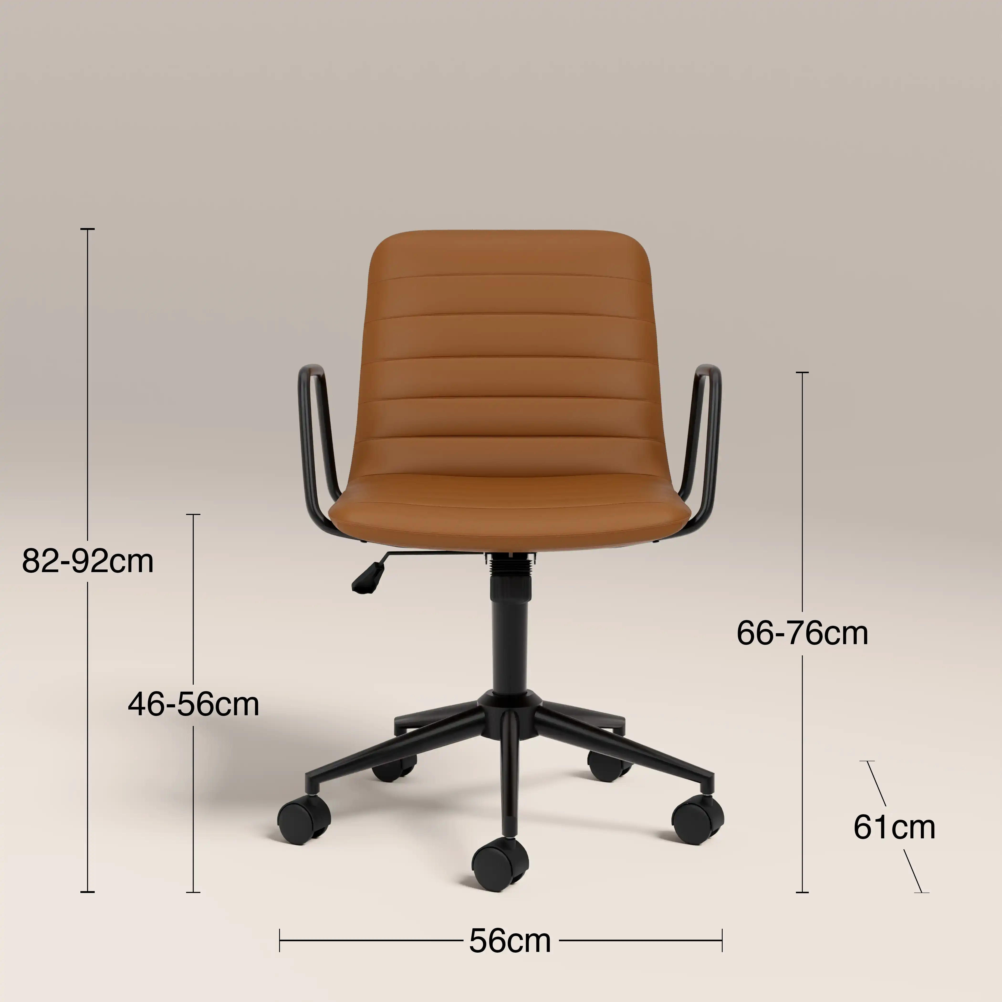Gianna Office Chair | Tuscan Tan Faux Leather & Black - Image 8