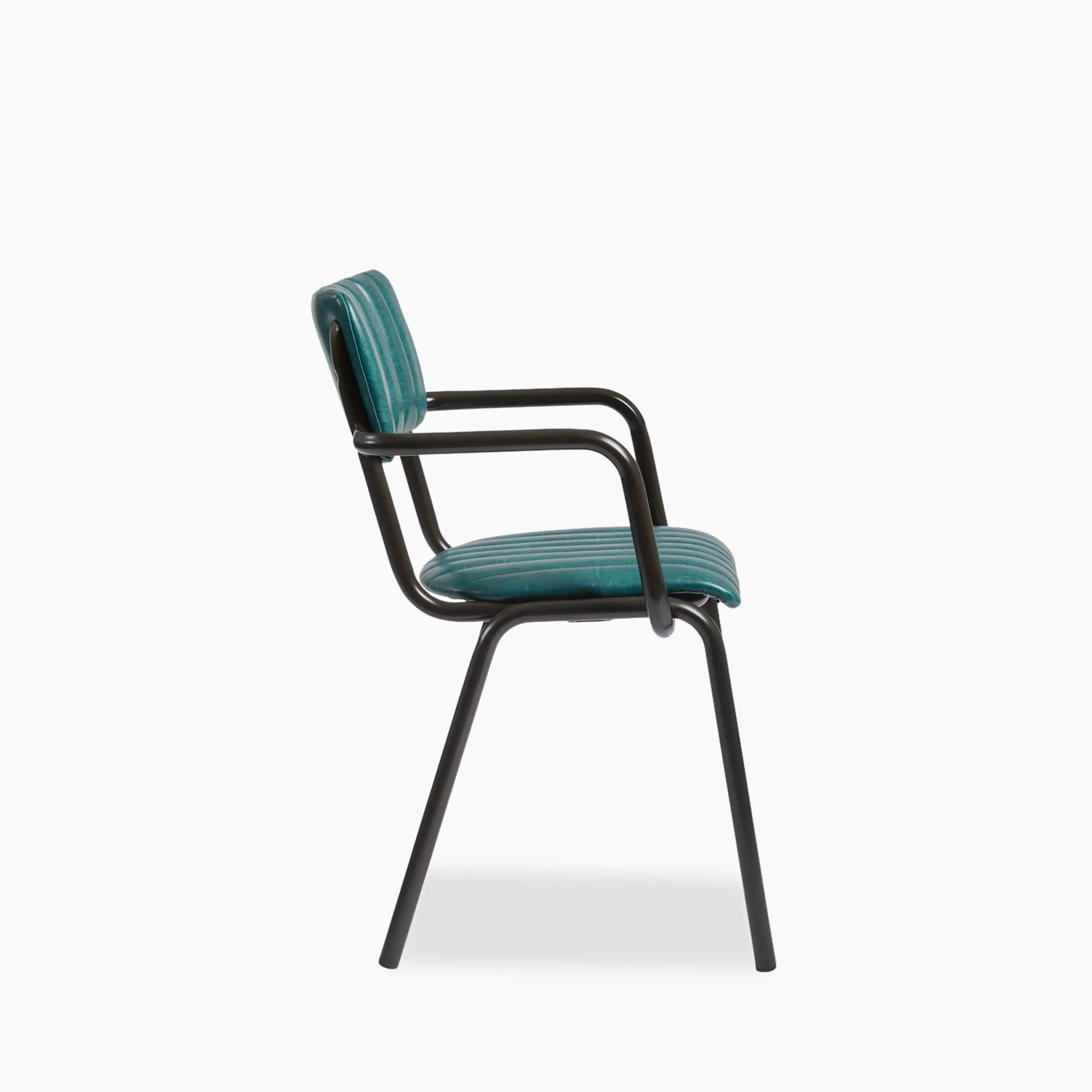 Gibson Stackable Carver Dining Chair | Teal Faux Leather & Black - Image 3