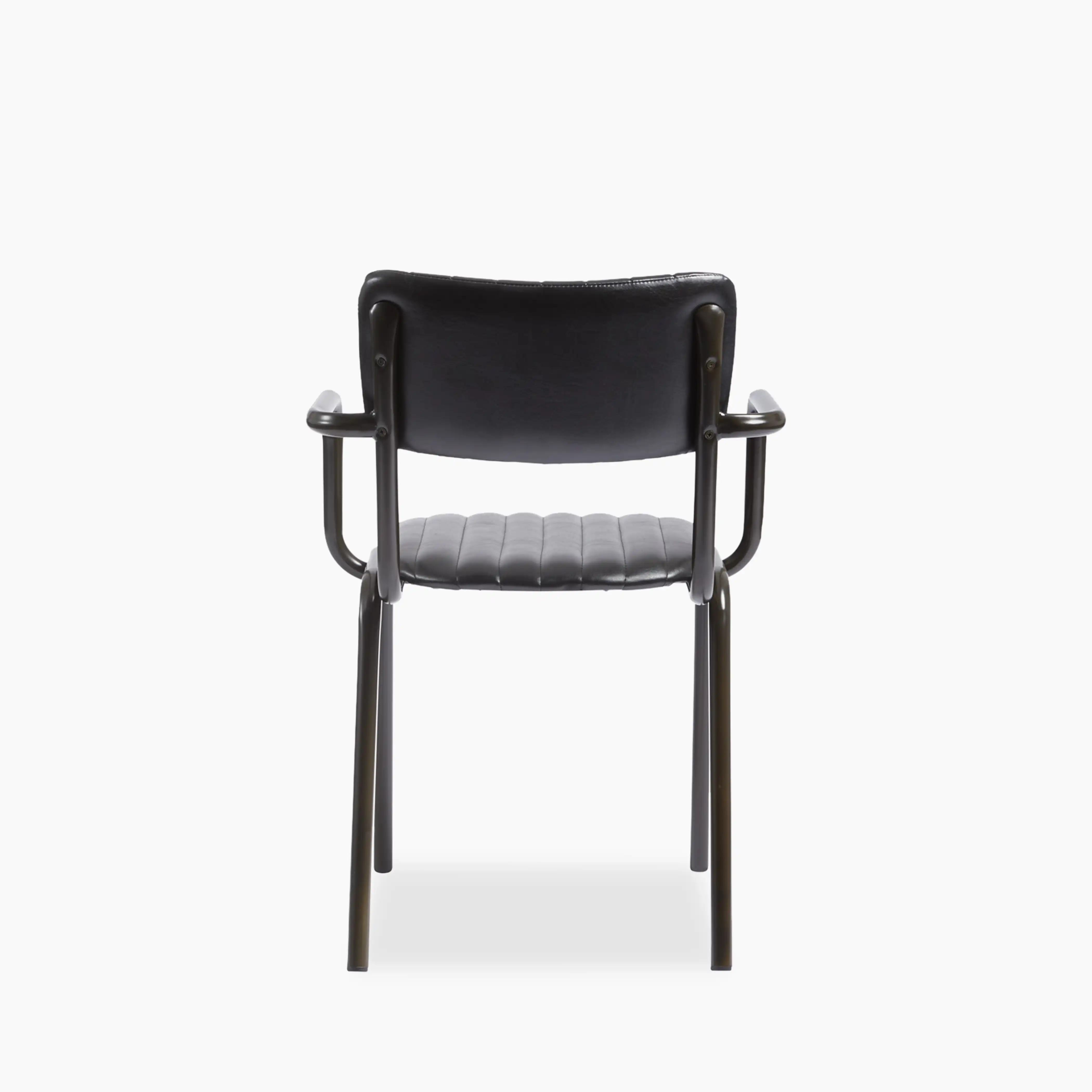 Gibson Stackable Carver Dining Chair | Vintage Black Faux Leather & Black - Image 4