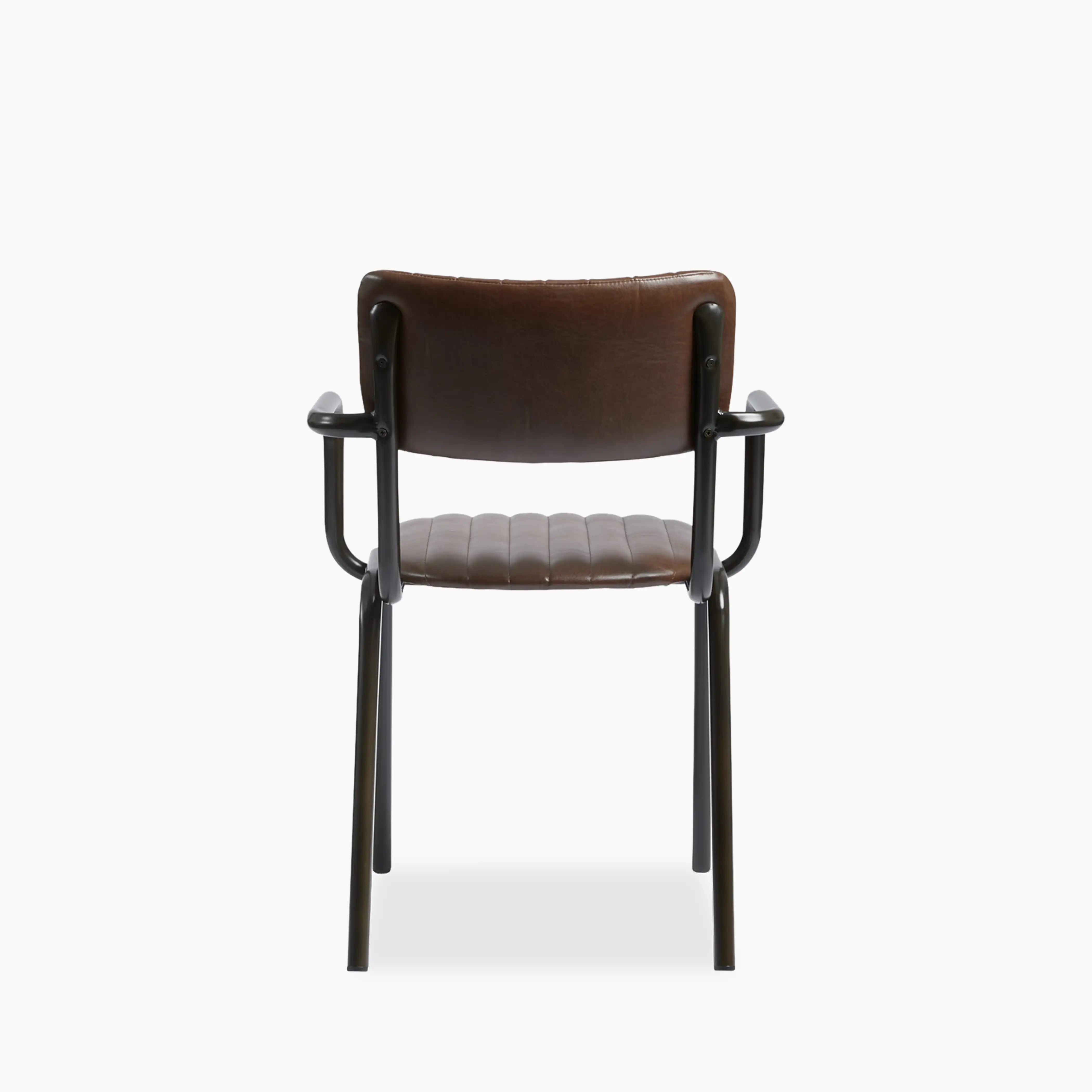 Gibson Stackable Carver Dining Chair | Vintage Brown Faux Leather & Black - Image 4
