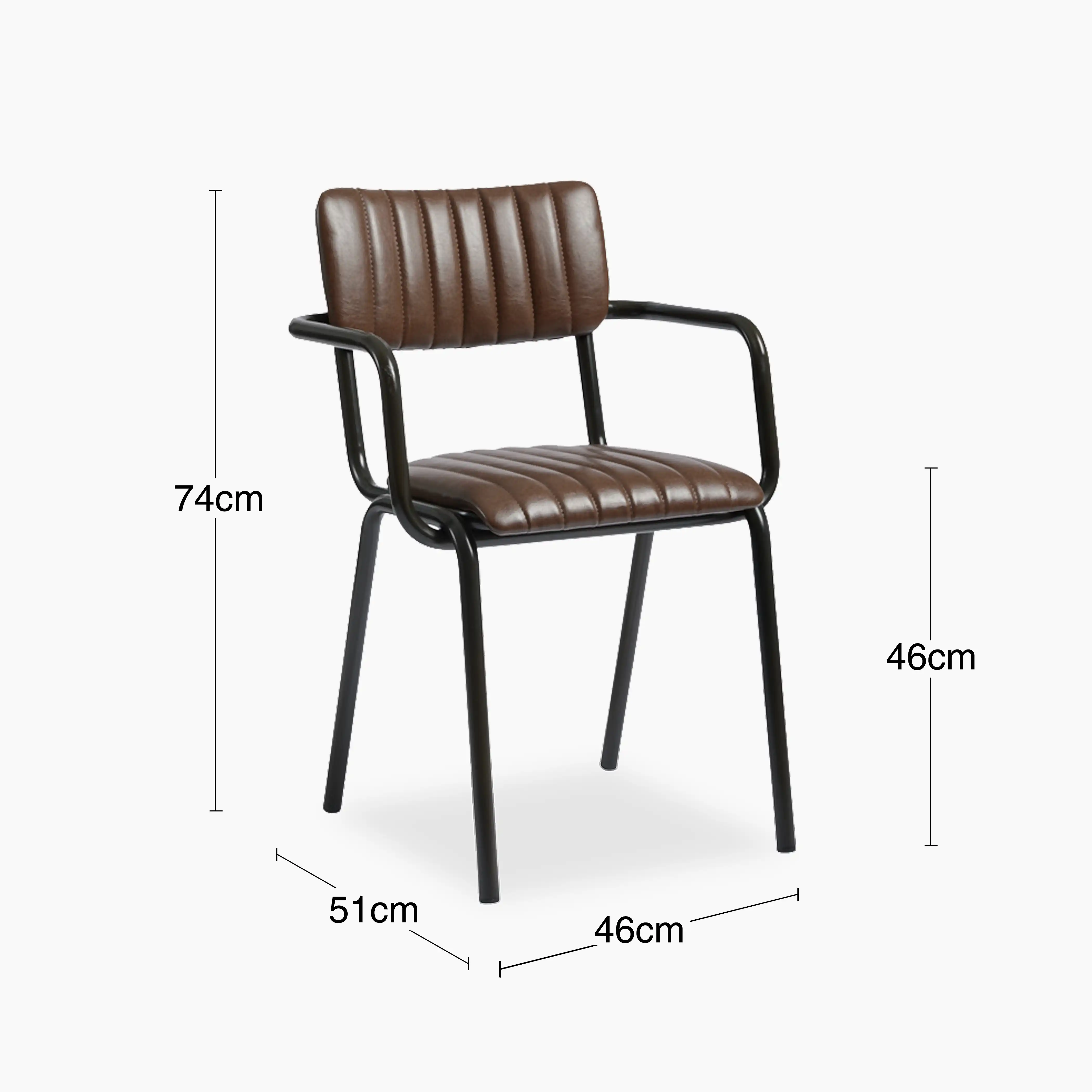 Gibson Stackable Carver Dining Chair | Vintage Brown Faux Leather & Black - Image 5