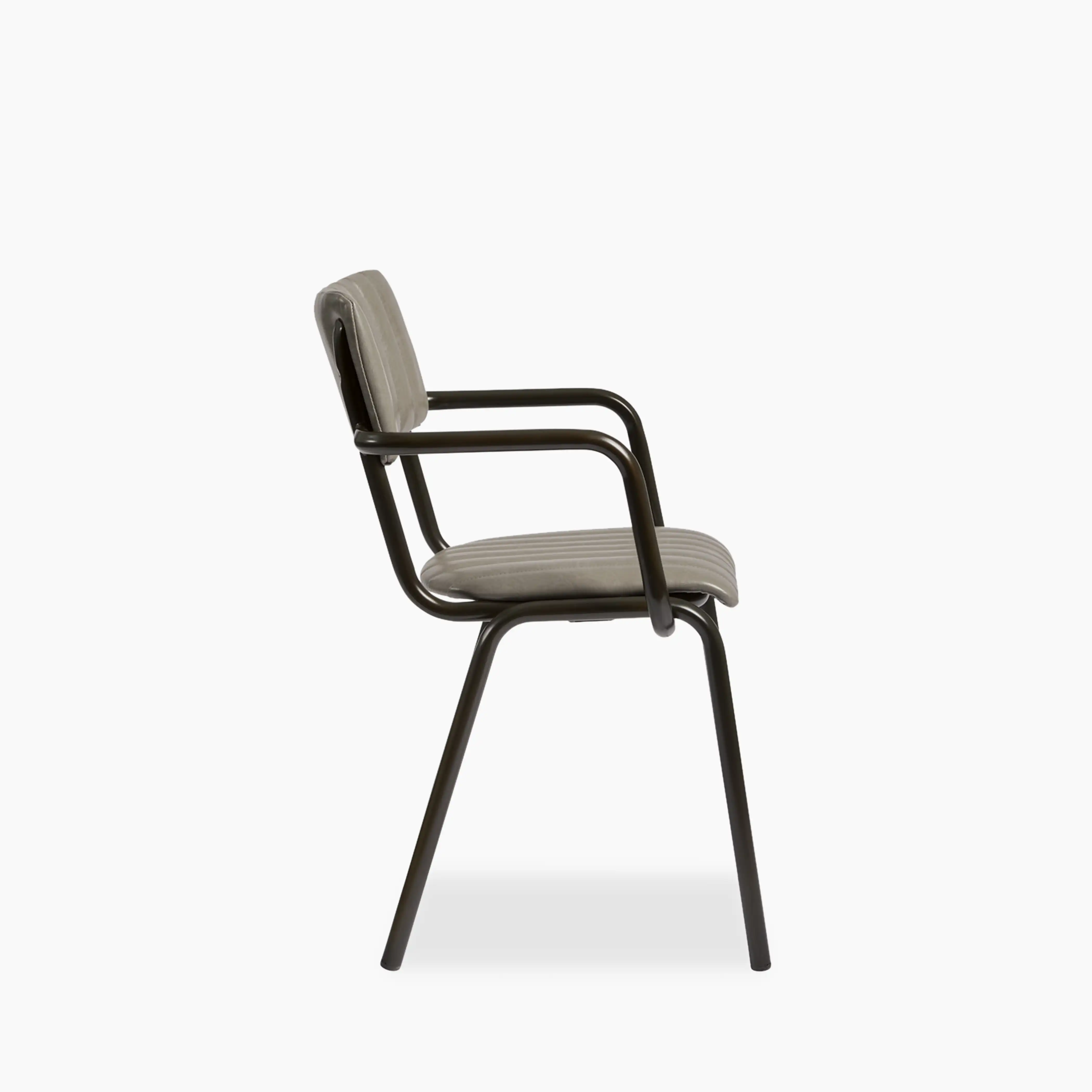 Gibson Stackable Carver Dining Chair | Vintage Dark Grey Faux Leather & Black - Image 3