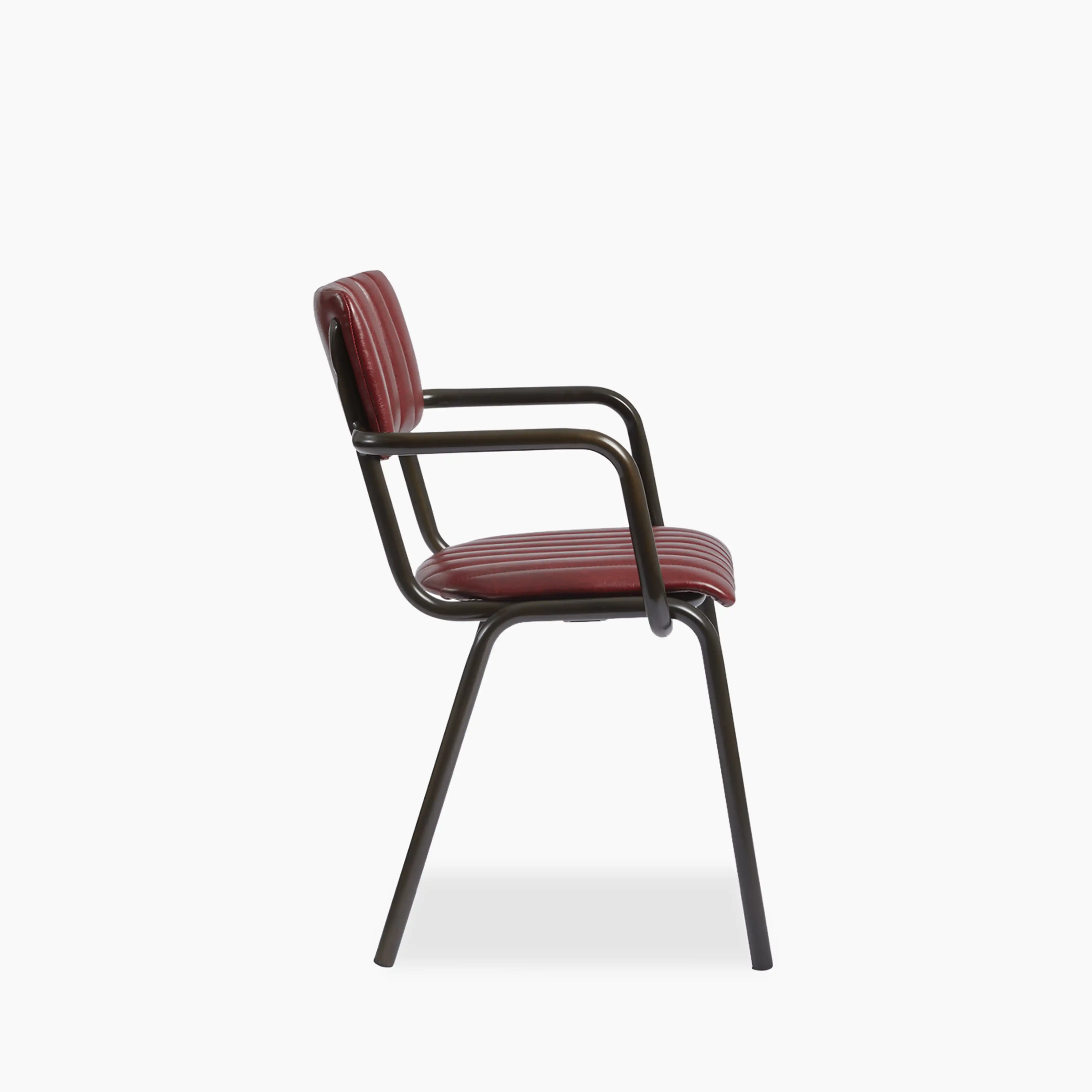 Gibson Stackable Carver Dining Chair | Vintage Red Faux Leather & Black - Image 3