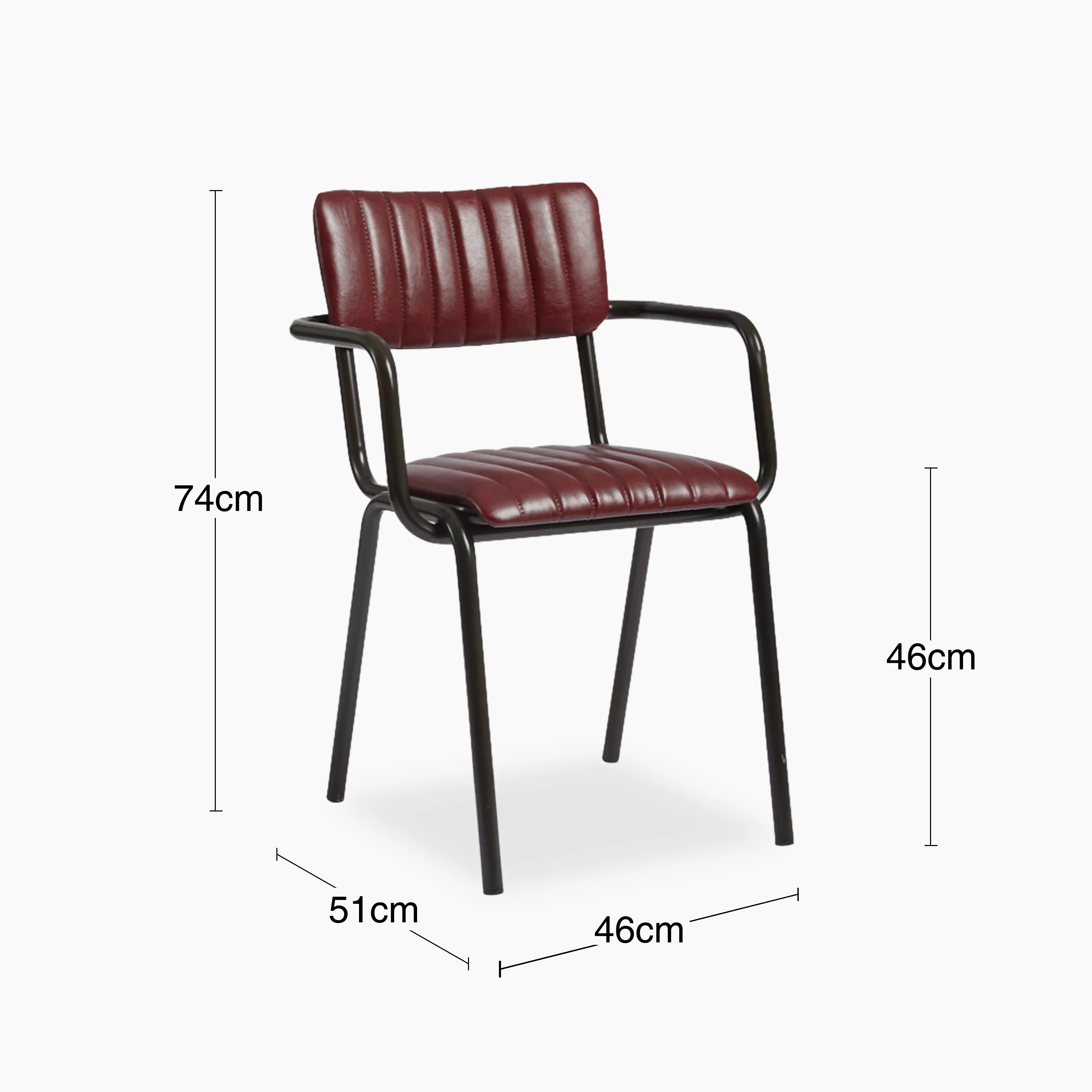 Gibson Stackable Carver Dining Chair | Vintage Red Faux Leather & Black - Image 5