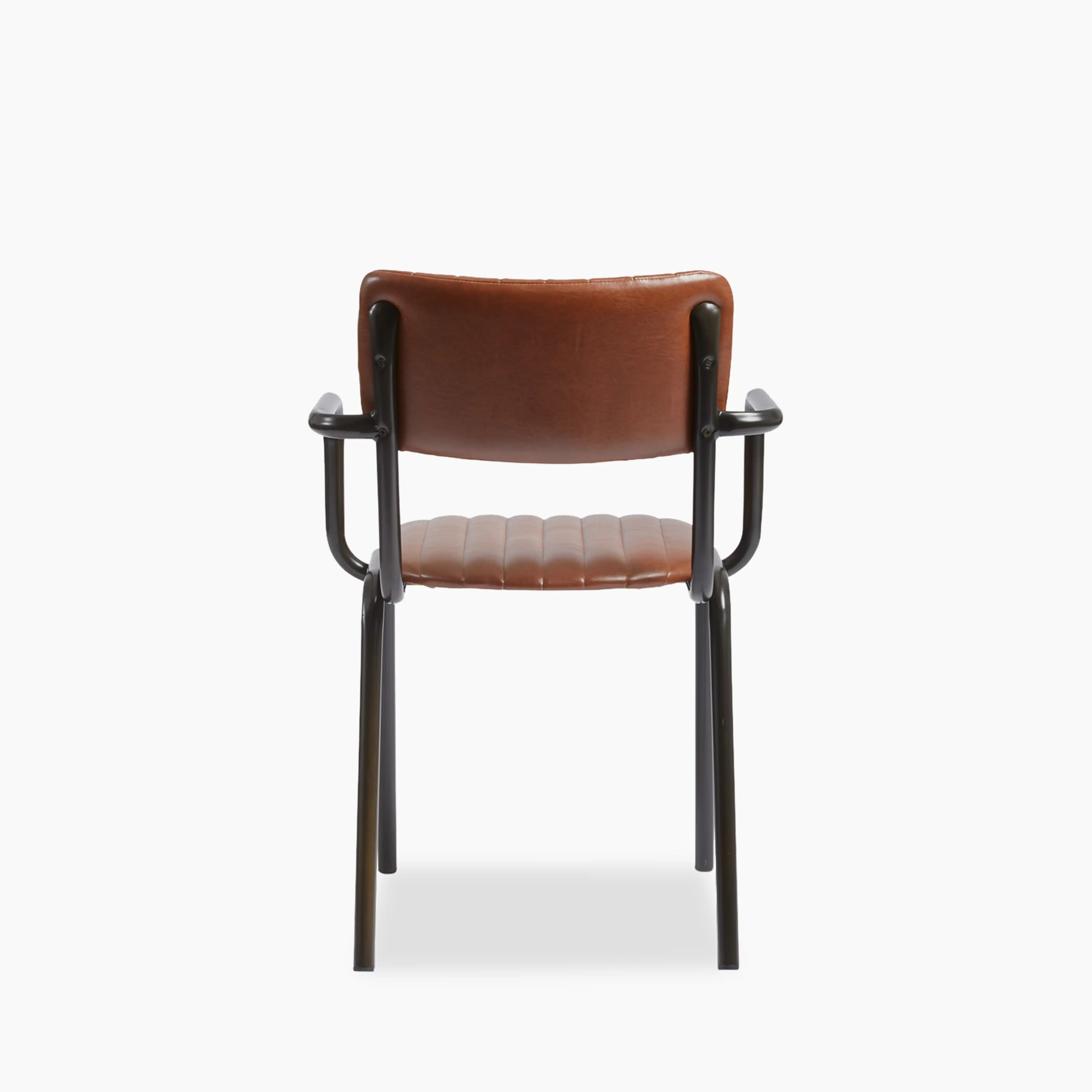Gibson Stackable Carver Dining Chair | Vintage Tan Faux Leather & Black - Image 4