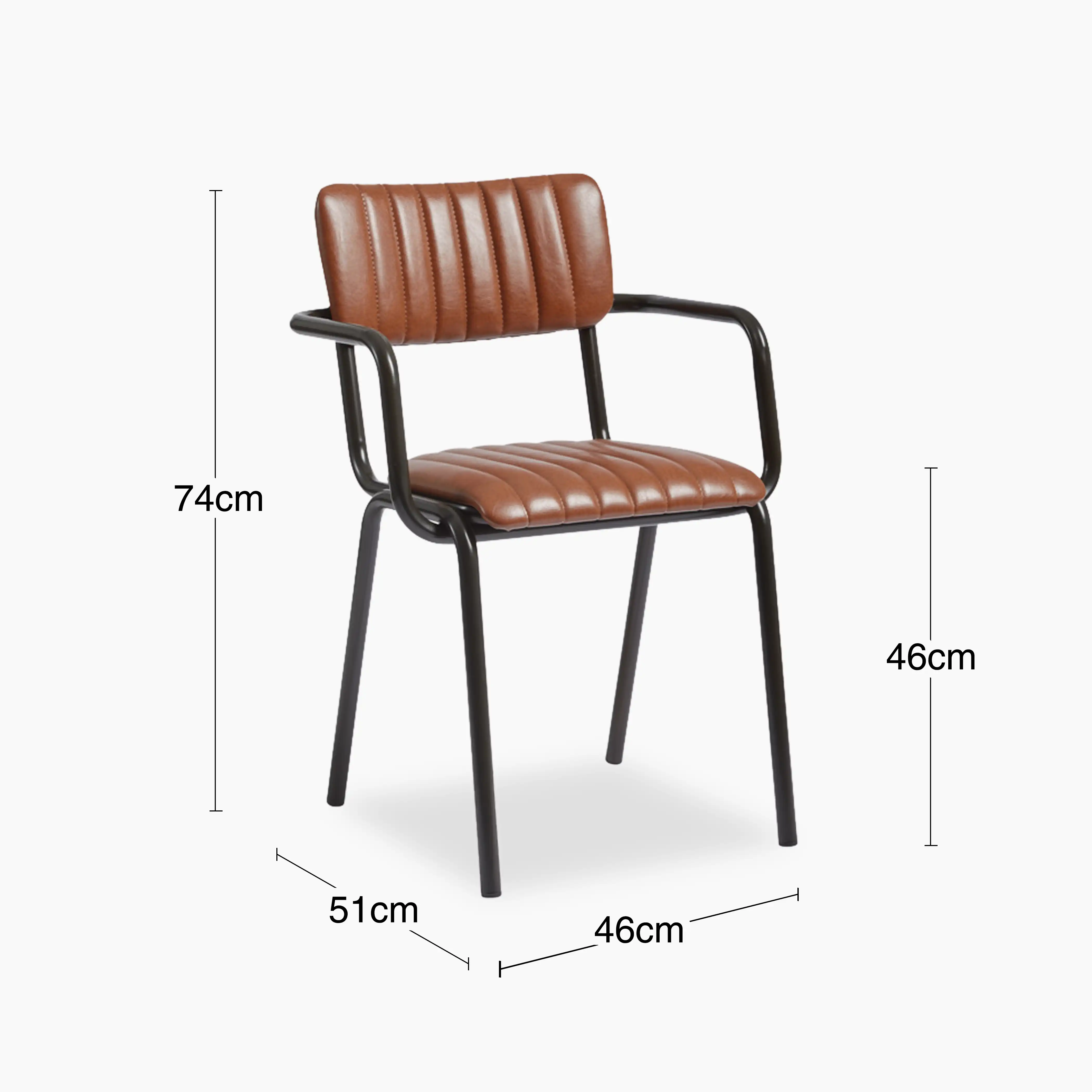 Gibson Stackable Carver Dining Chair | Vintage Tan Faux Leather & Black - Image 5