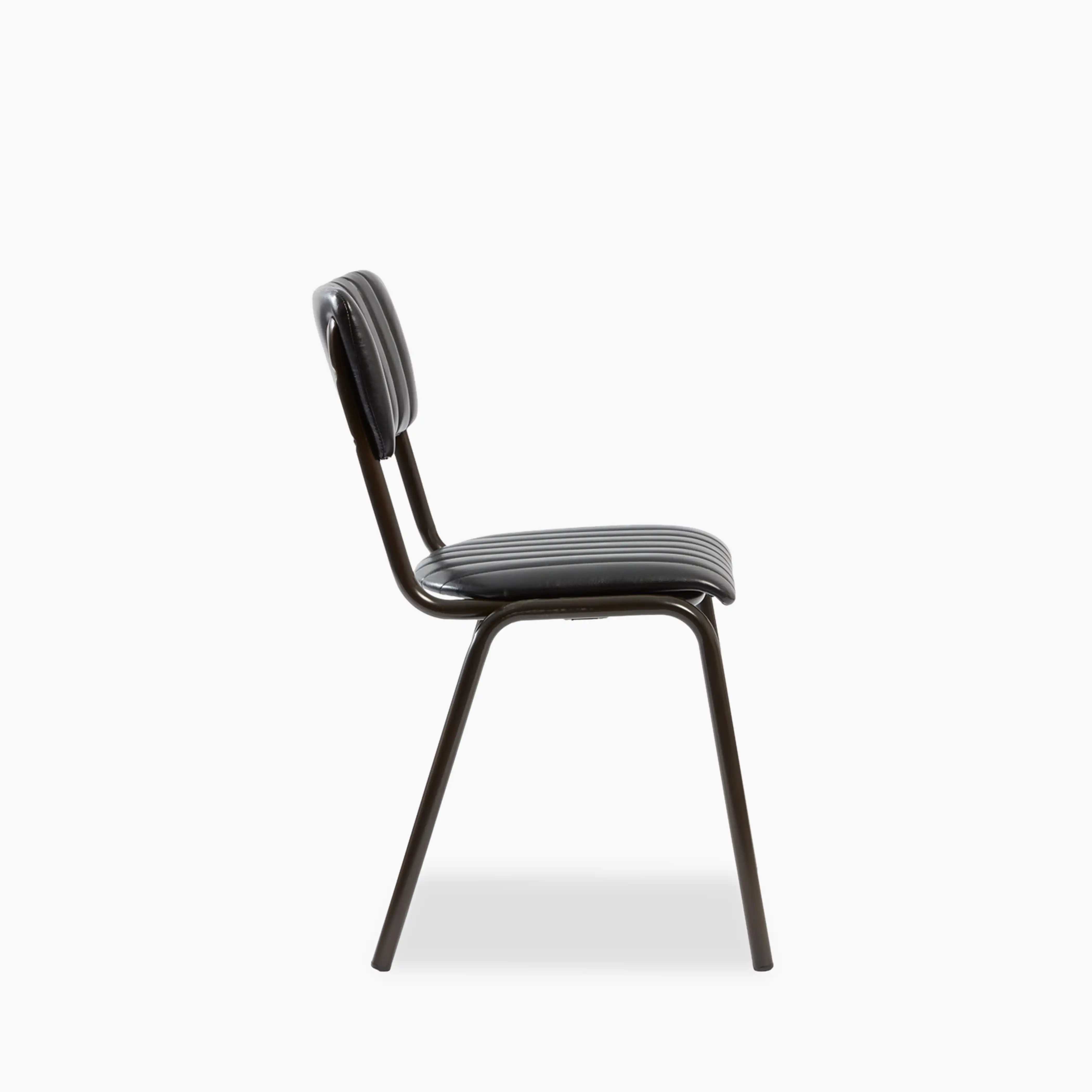 Gibson Stackable Dining Chair | Vintage Black Faux Leather & Black - Image 3