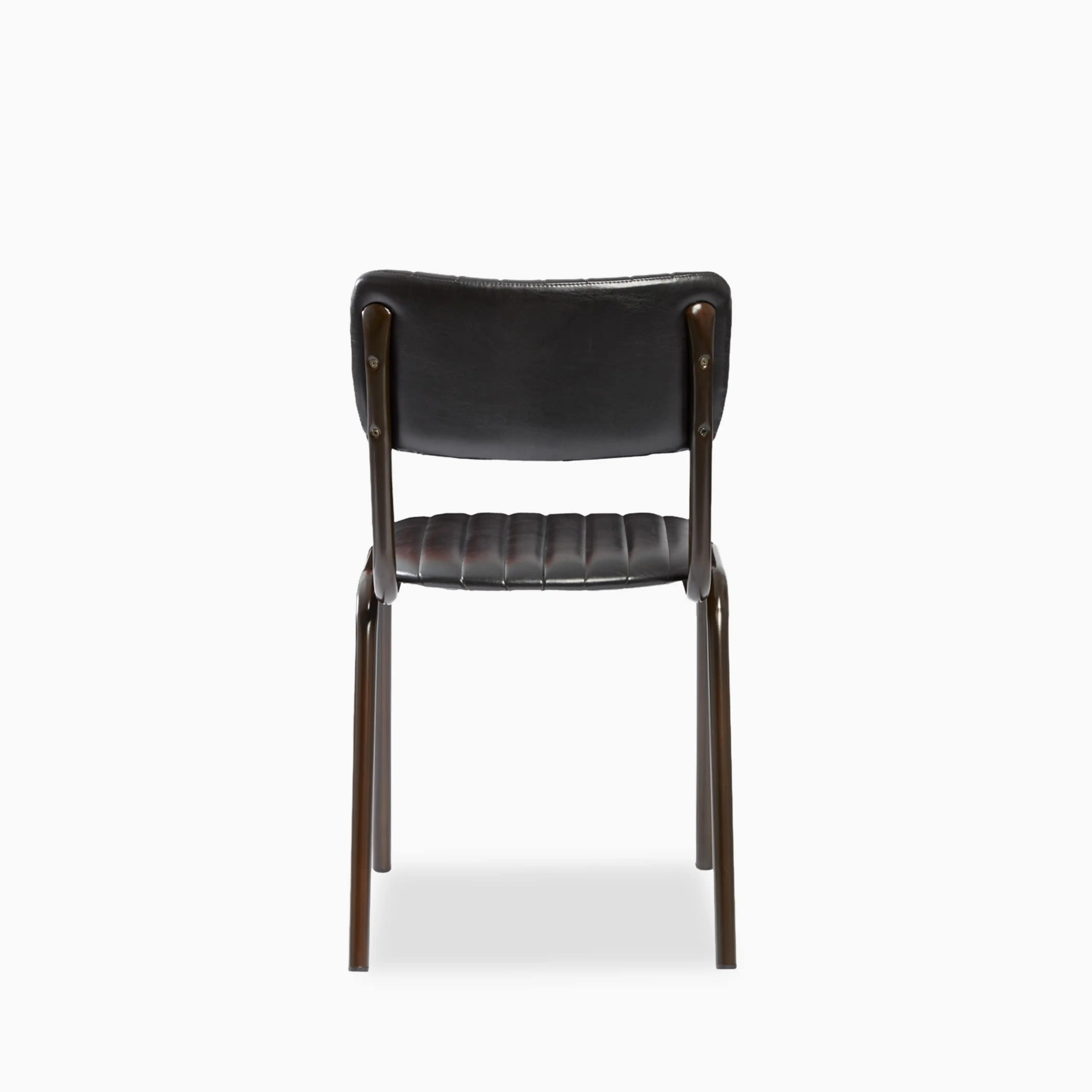Gibson Stackable Dining Chair | Vintage Black Faux Leather & Black - Image 4