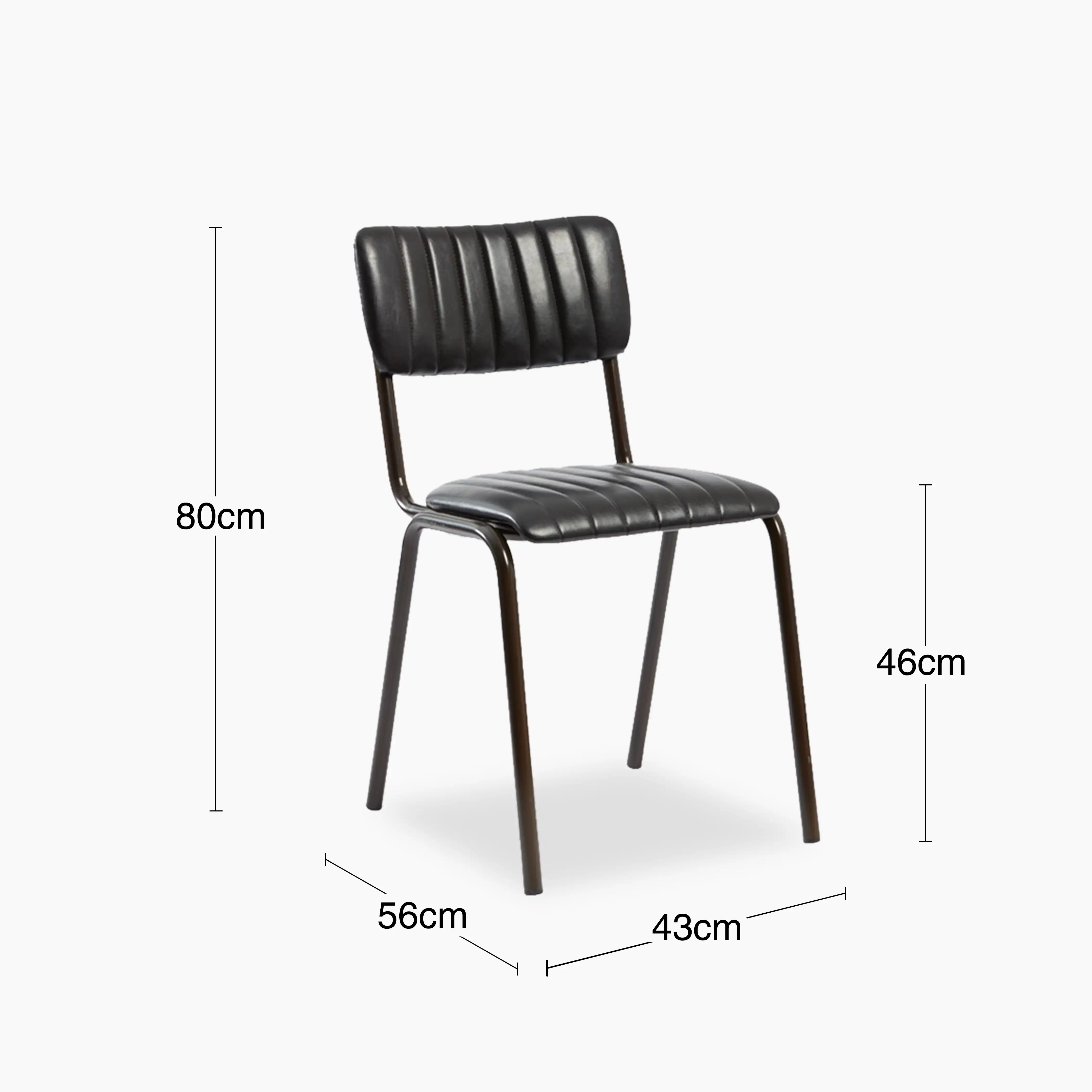 Gibson Stackable Dining Chair | Vintage Black Faux Leather & Black - Image 5