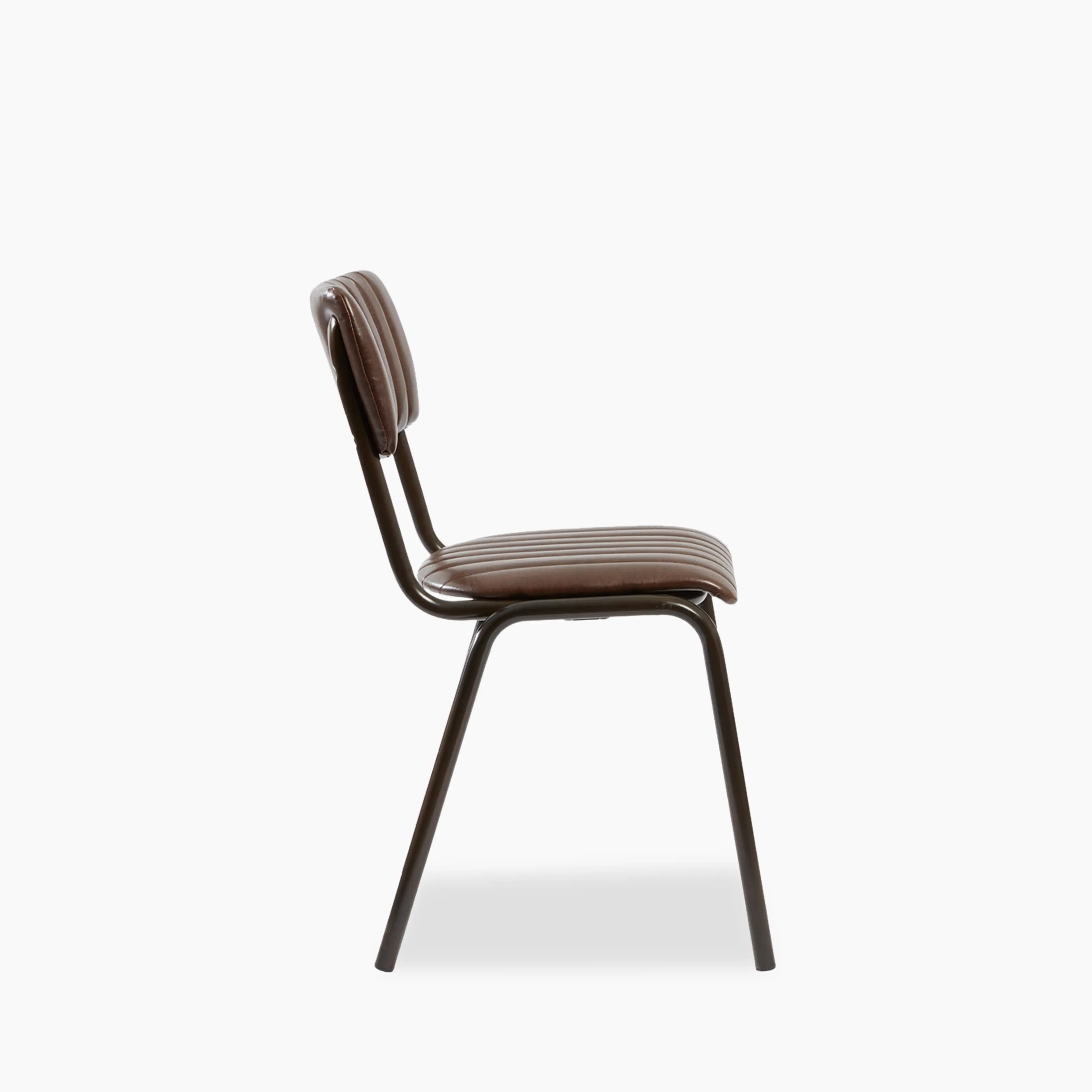 Gibson Stackable Dining Chair | Vintage Brown Faux Leather & Black - Image 3
