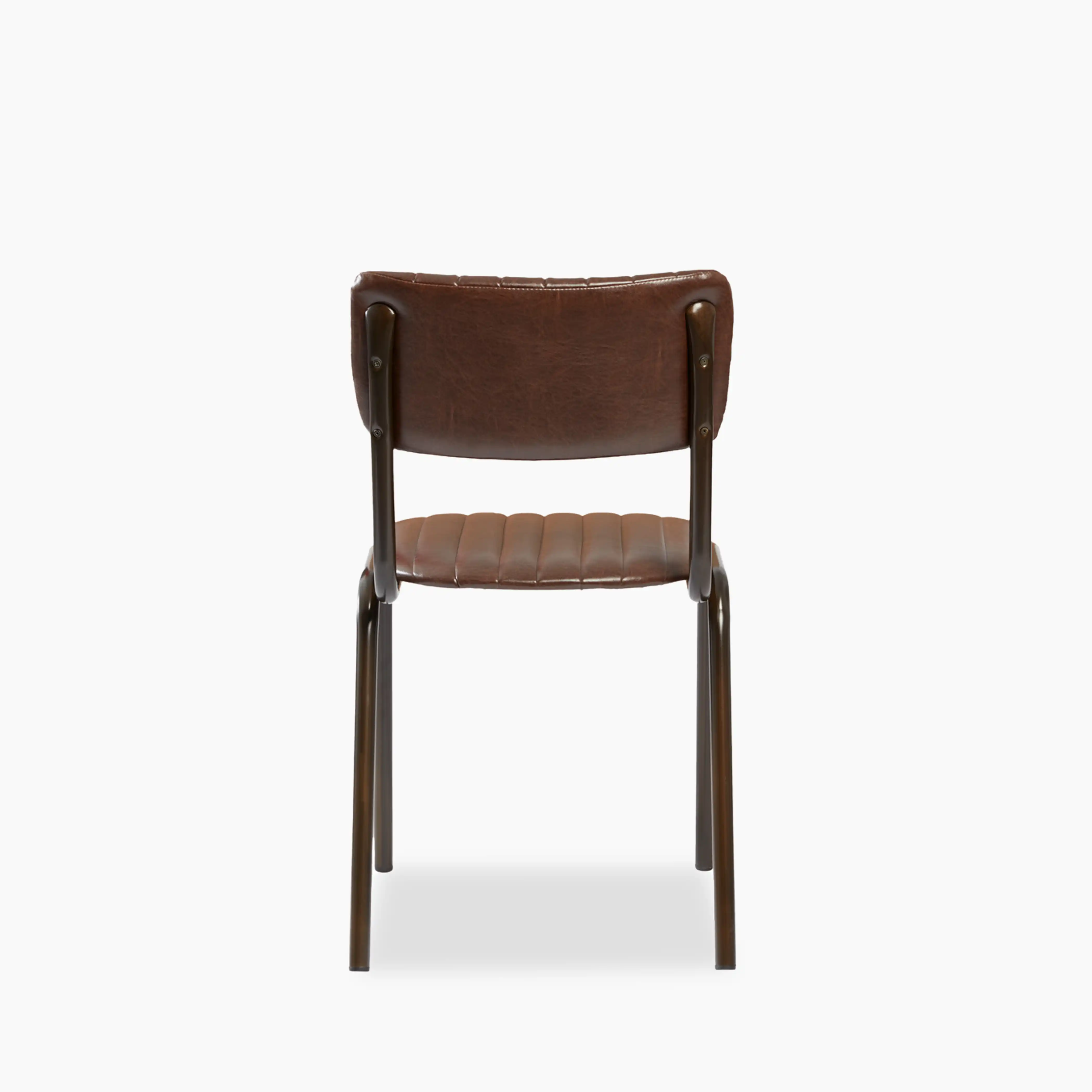 Gibson Stackable Dining Chair | Vintage Brown Faux Leather & Black - Image 4