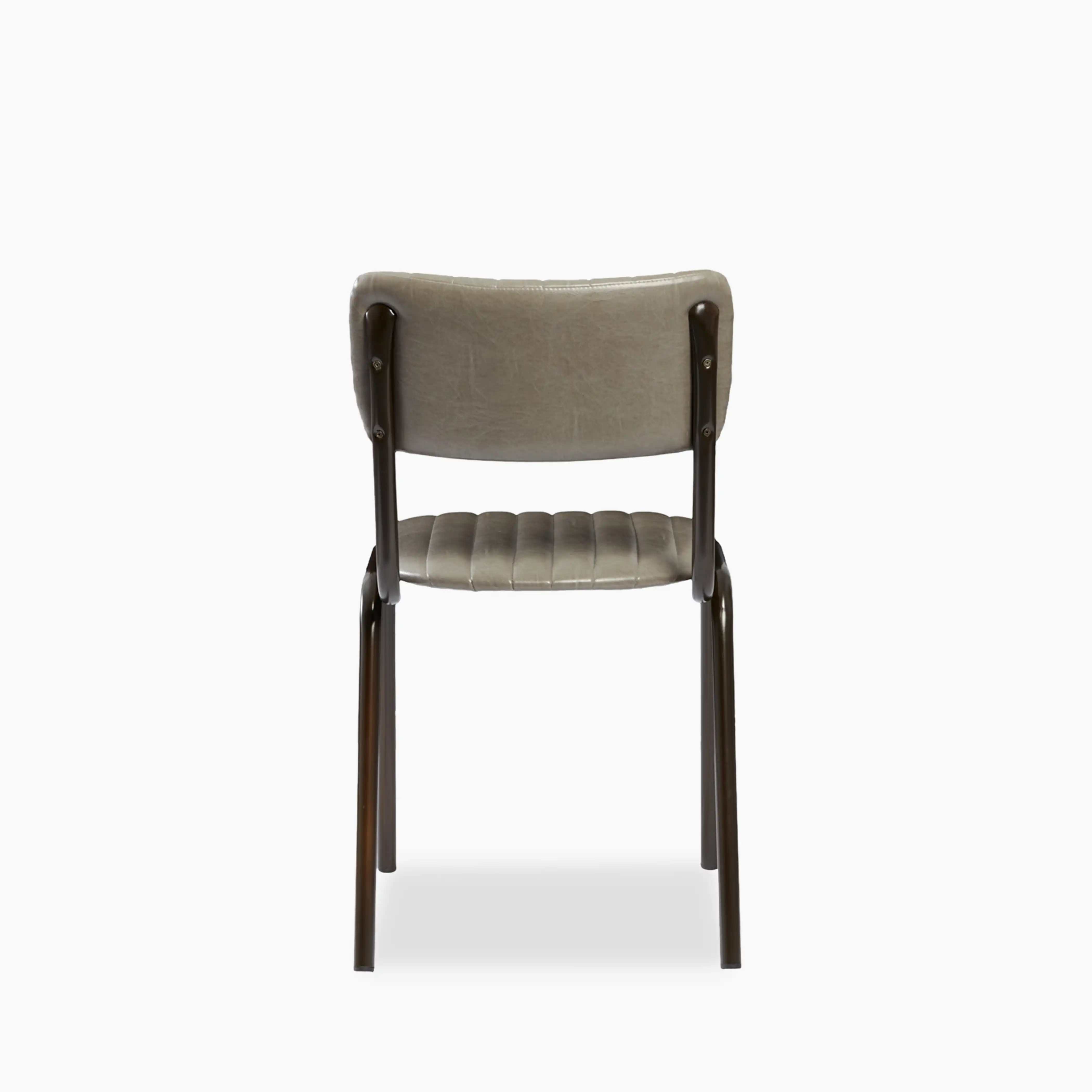 Gibson Stackable Dining Chair | Vintage Dark Grey Faux Leather & Black - Image 4