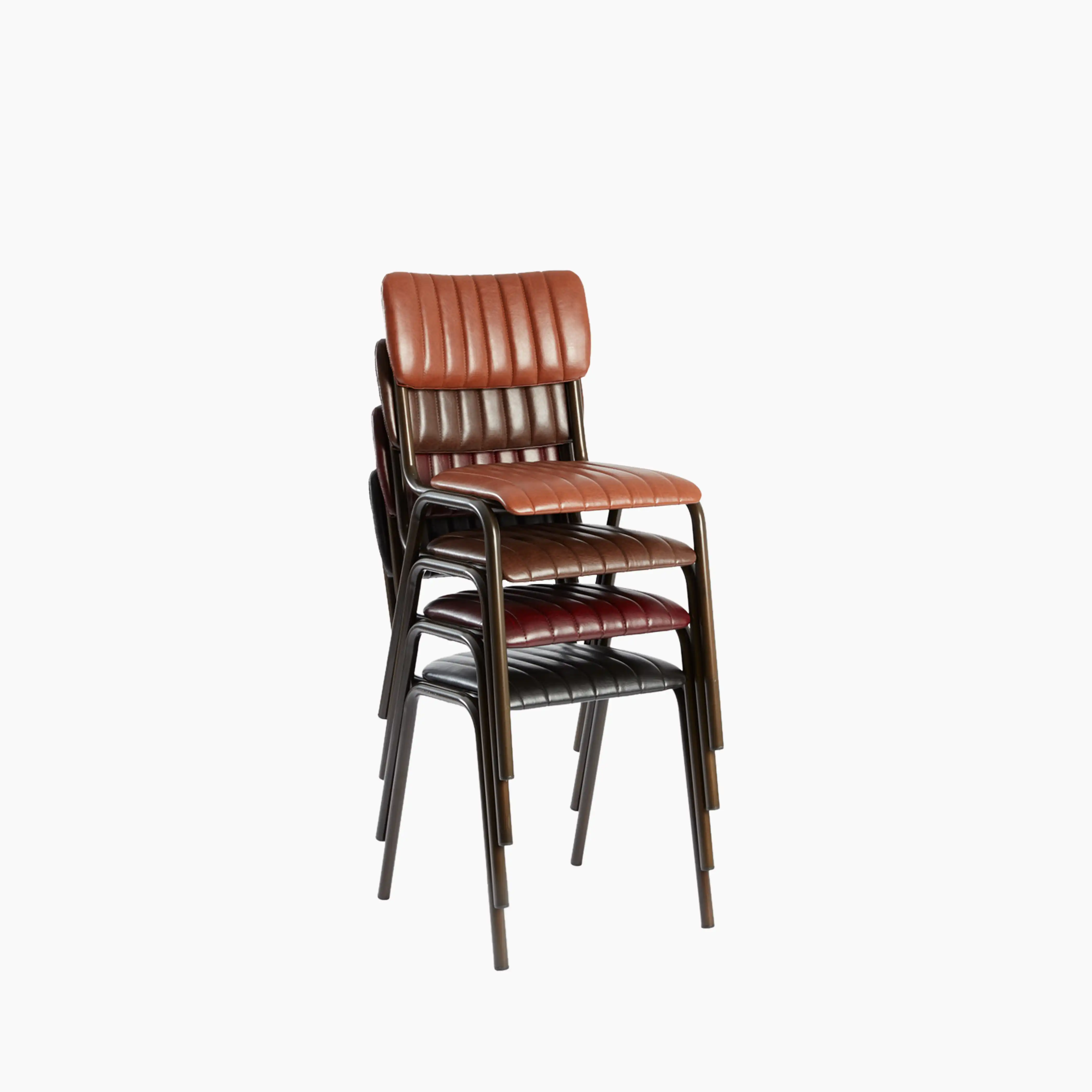 Gibson Stackable Dining Chair | Vintage Red Faux Leather & Black - Image 2