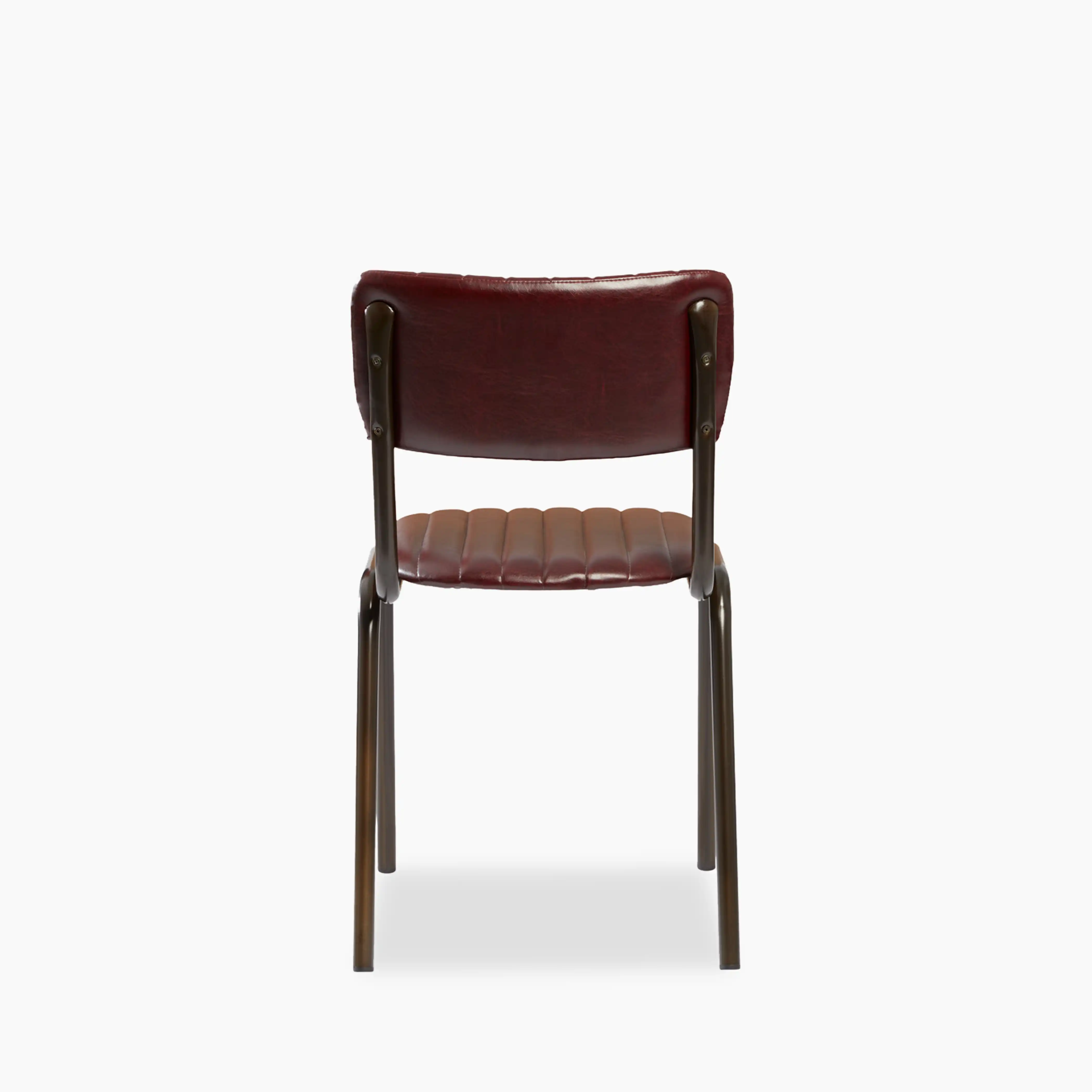 Gibson Stackable Dining Chair | Vintage Red Faux Leather & Black - Image 4