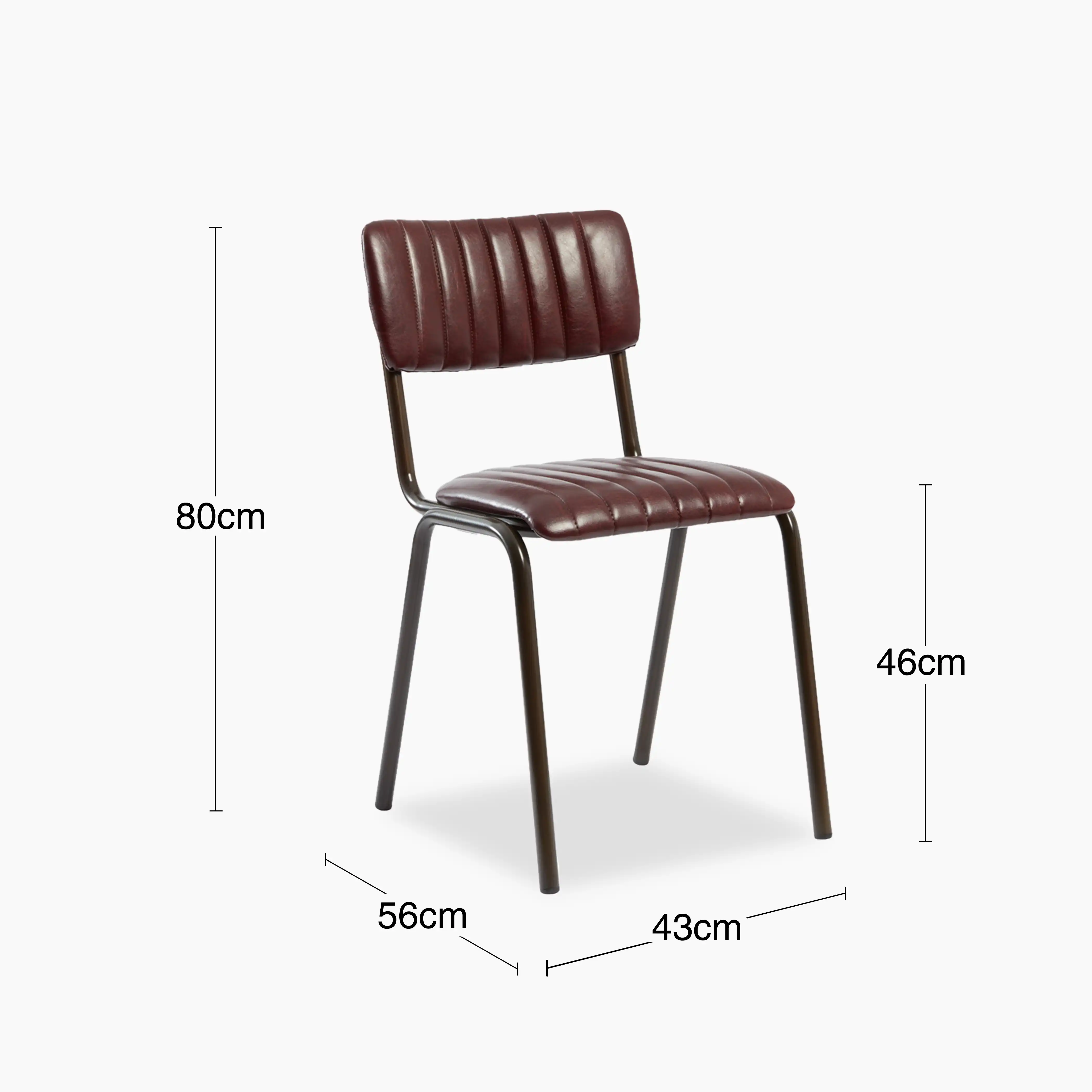Gibson Stackable Dining Chair | Vintage Red Faux Leather & Black - Image 5