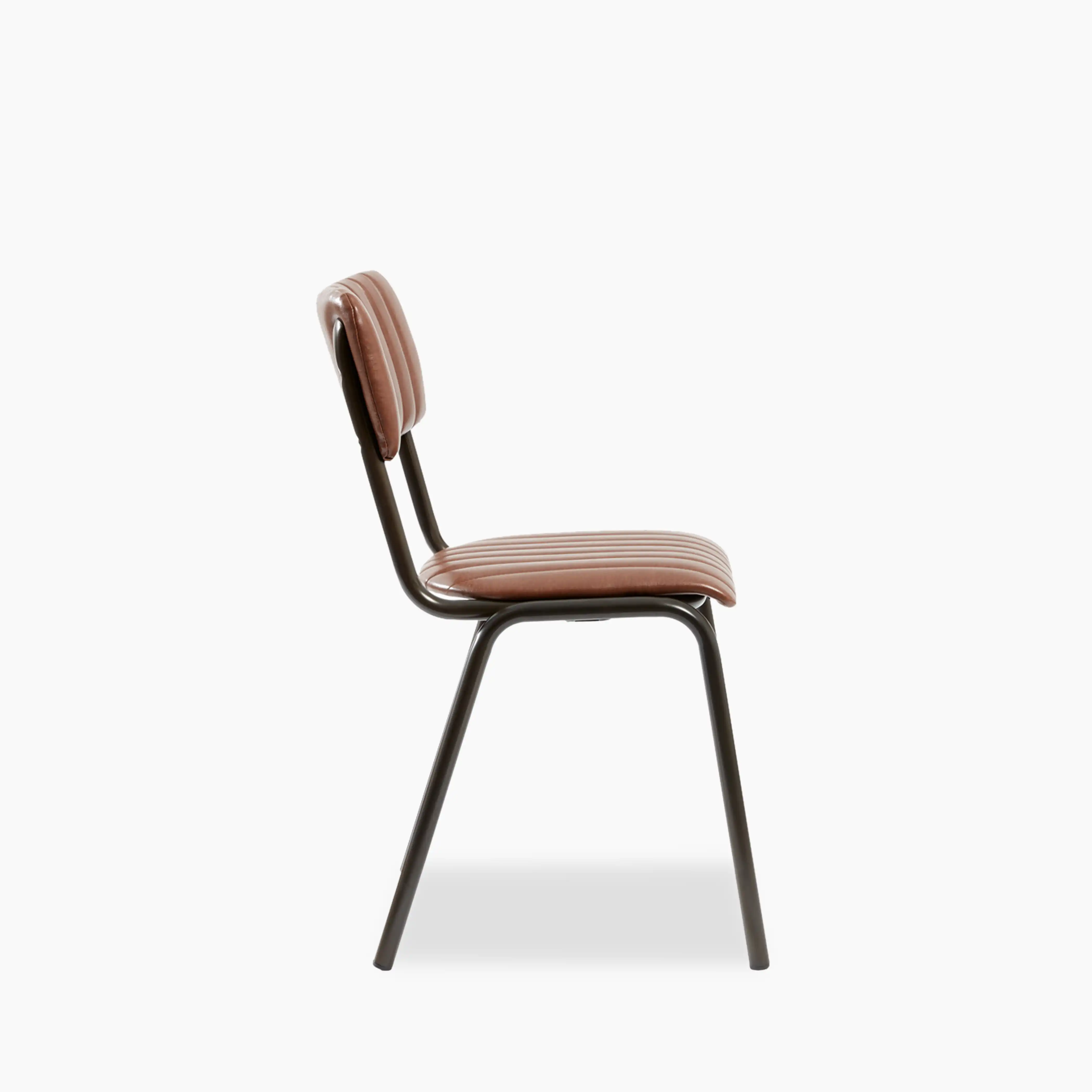 Gibson Stackable Dining Chair | Vintage Tan Faux Leather & Black - Image 3