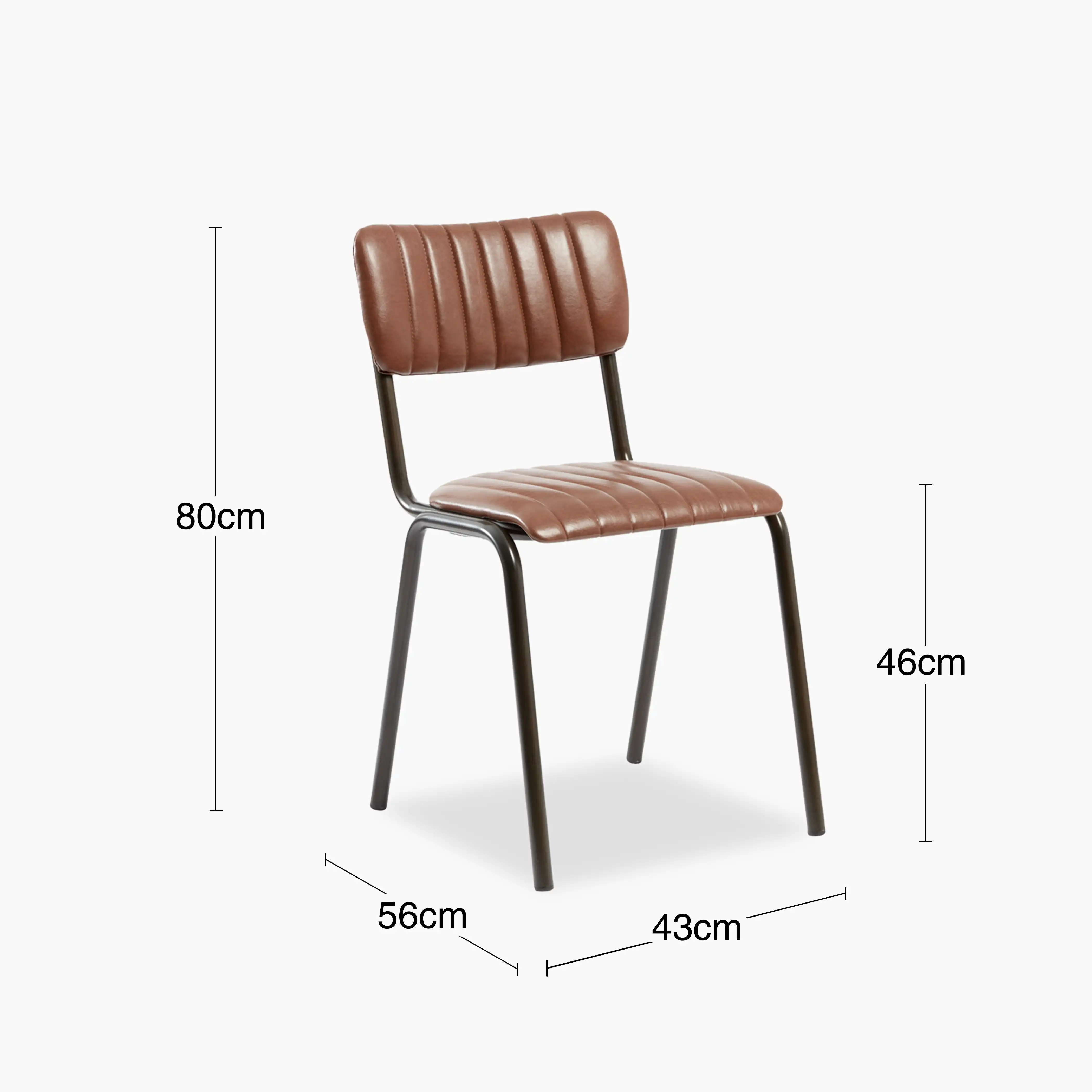 Gibson Stackable Dining Chair | Vintage Tan Faux Leather & Black - Image 5