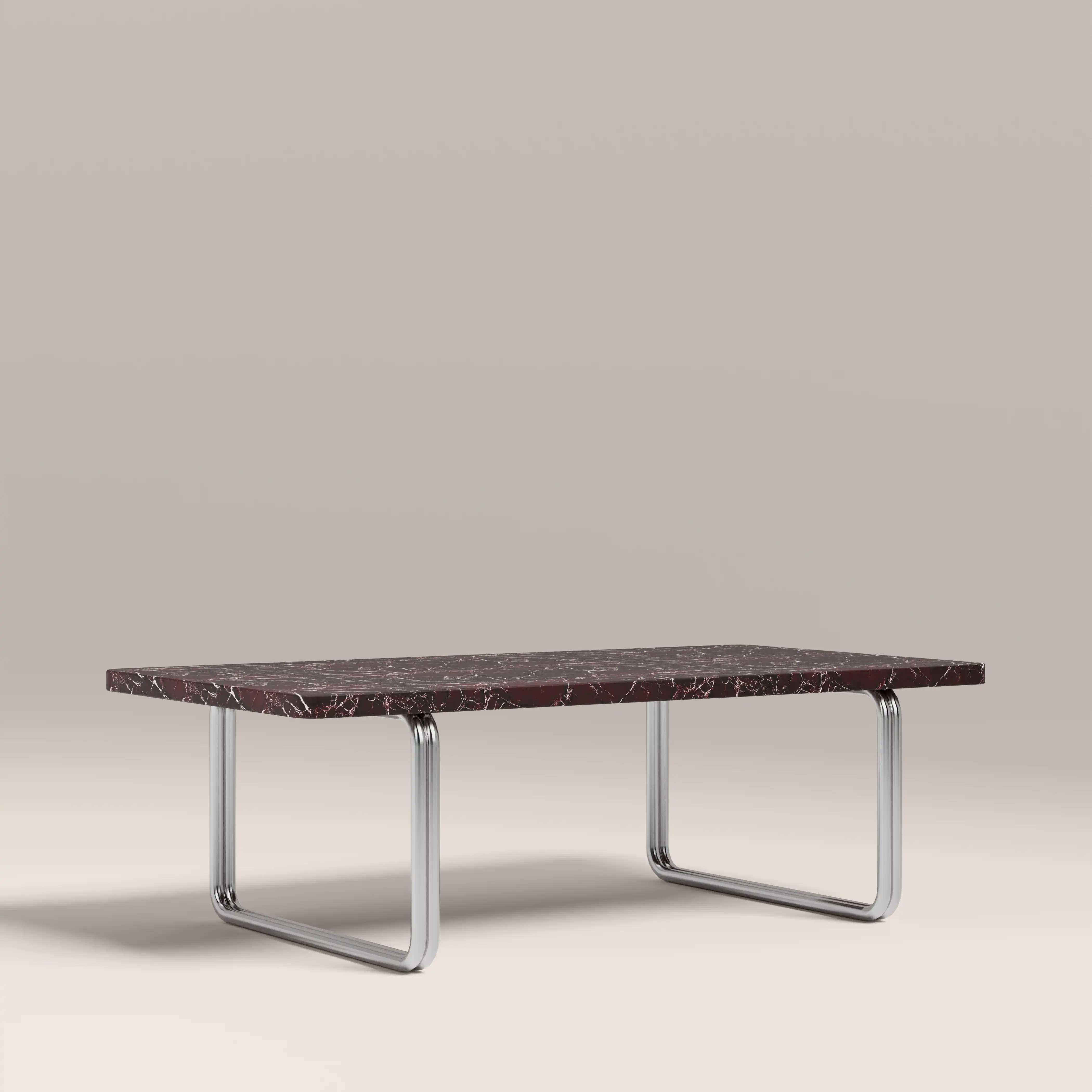 Gio Rectangle Coffee Table | Burgundy Rosso Levanto Marble & Chrome - Image 3