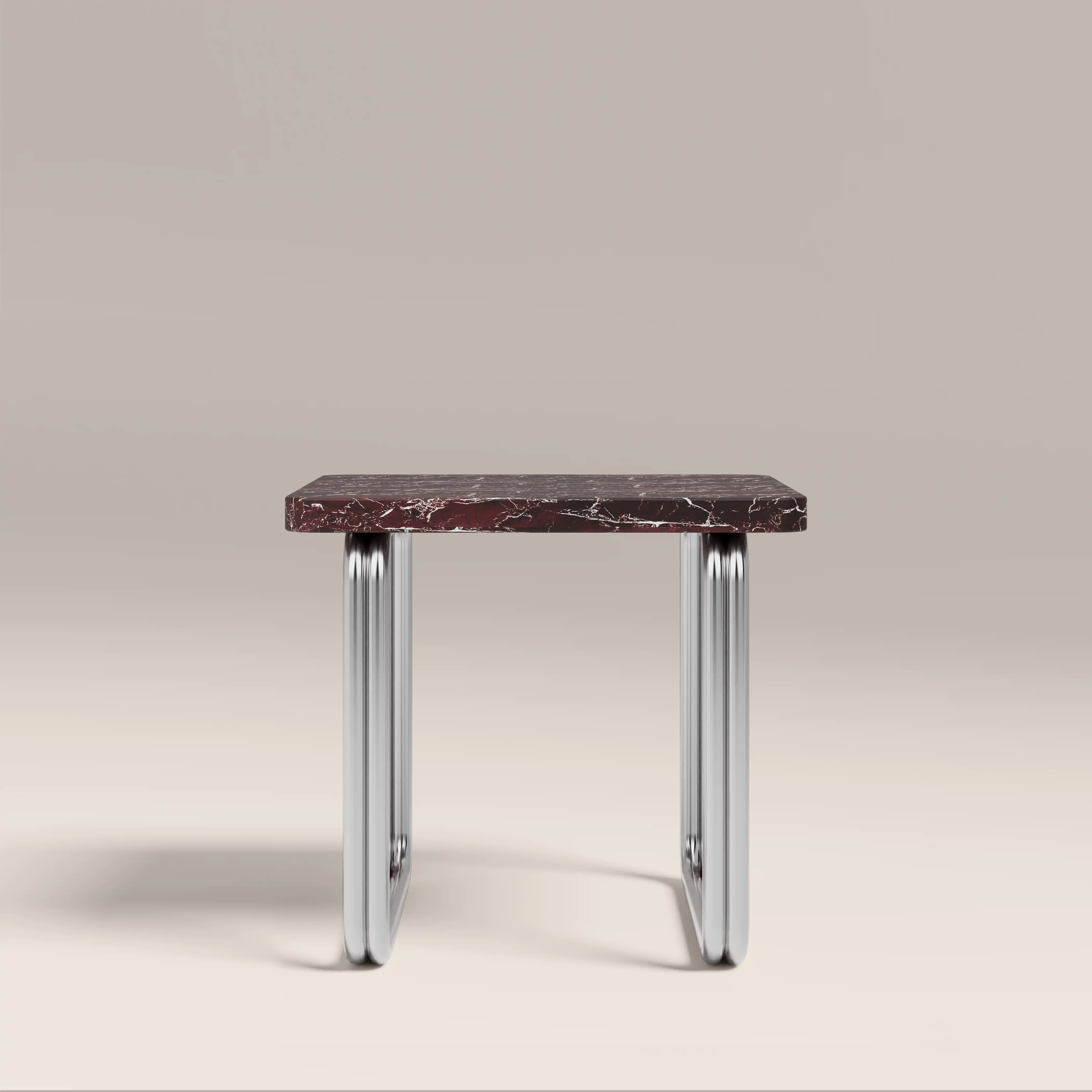 Gio Square Side Table | Burgundy Rosso Levanto Marble & Chrome - Image 2