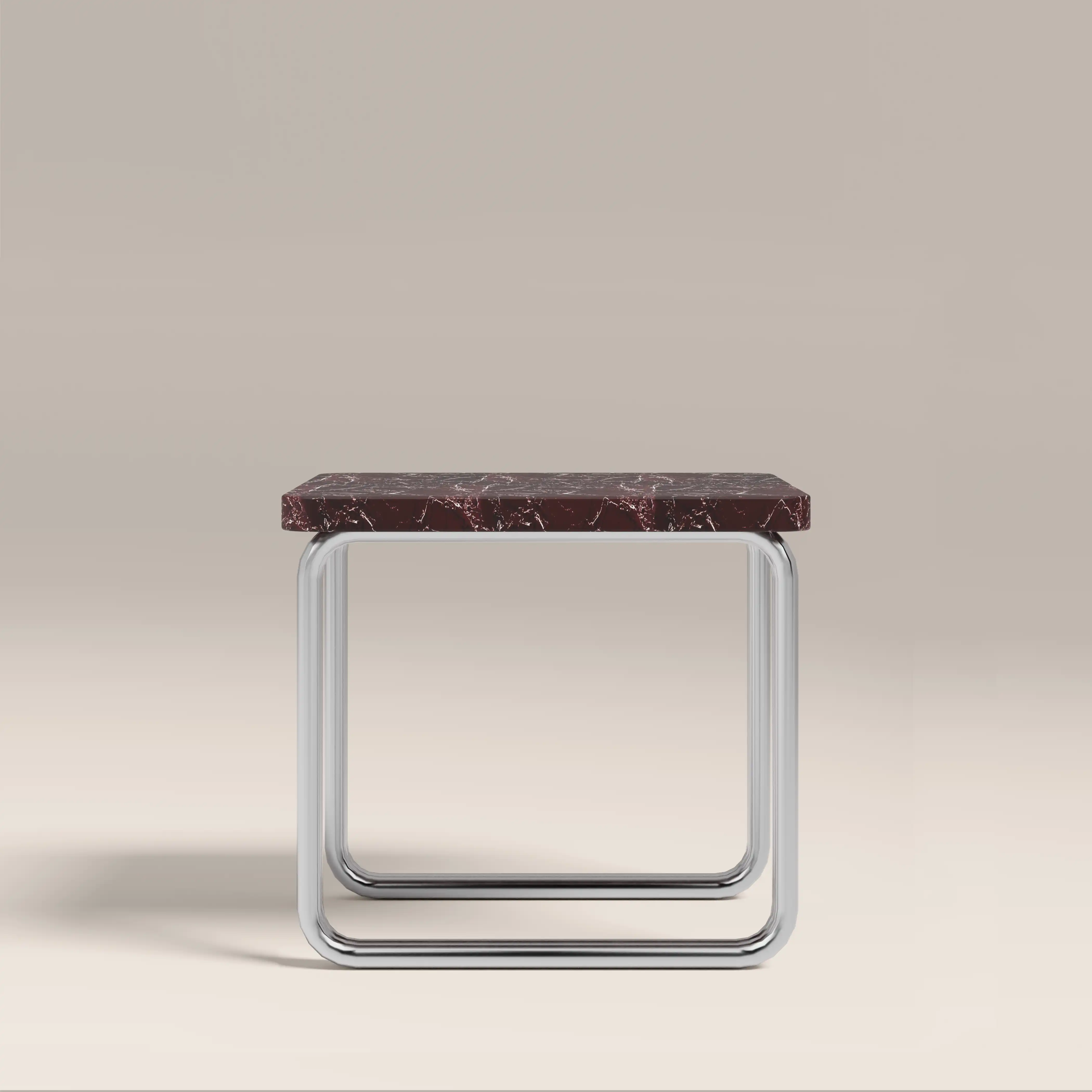 Gio Square Side Table | Burgundy Rosso Levanto Marble & Chrome - Image 6