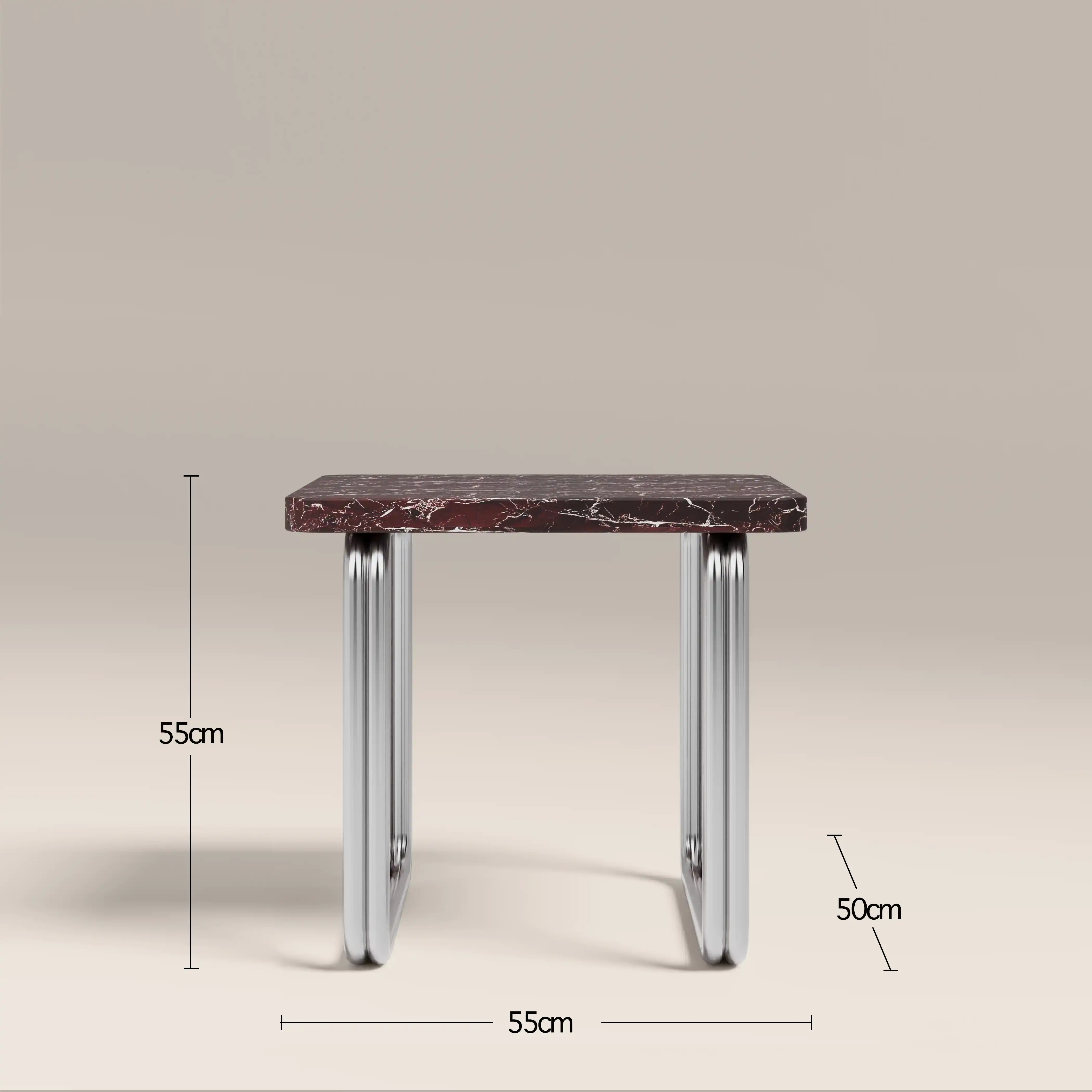 Gio Square Side Table | Burgundy Rosso Levanto Marble & Chrome - Image 7