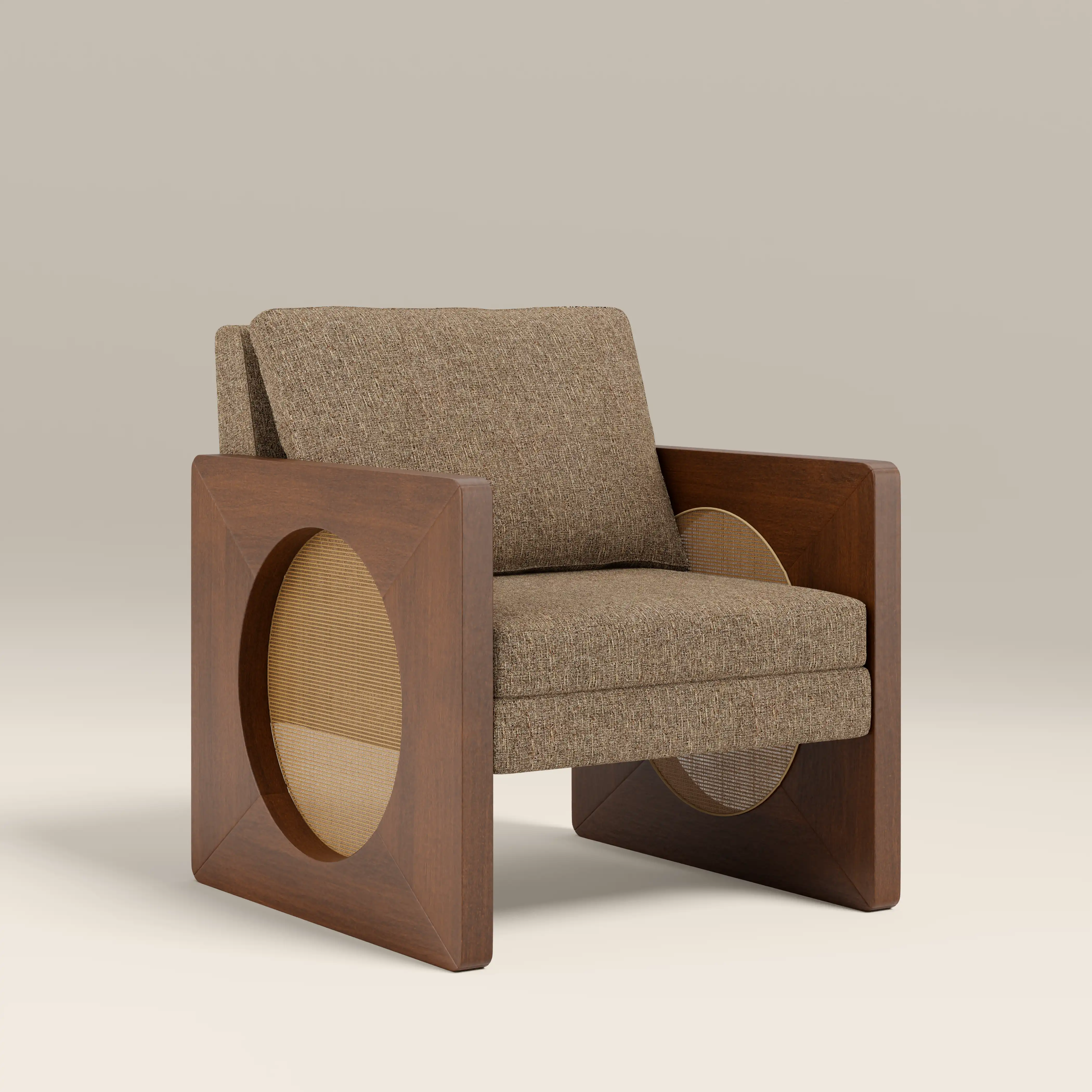 Greta Accent Chair | Speckled Cappuccino Boucle & Walnut - Image 4