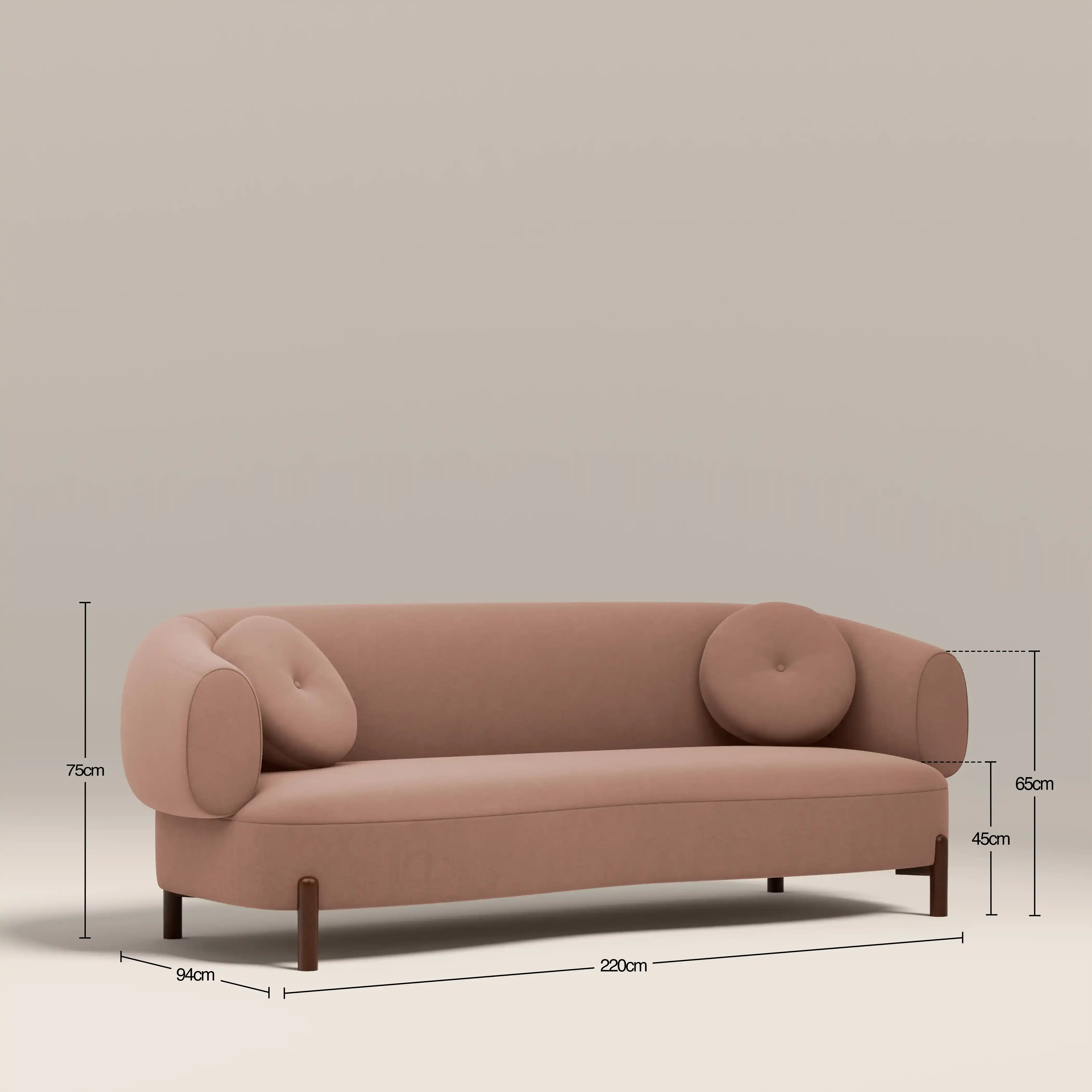 Hallfield 3 Seater Sofa | Blush Pink Sustainable Velvet - Image 8