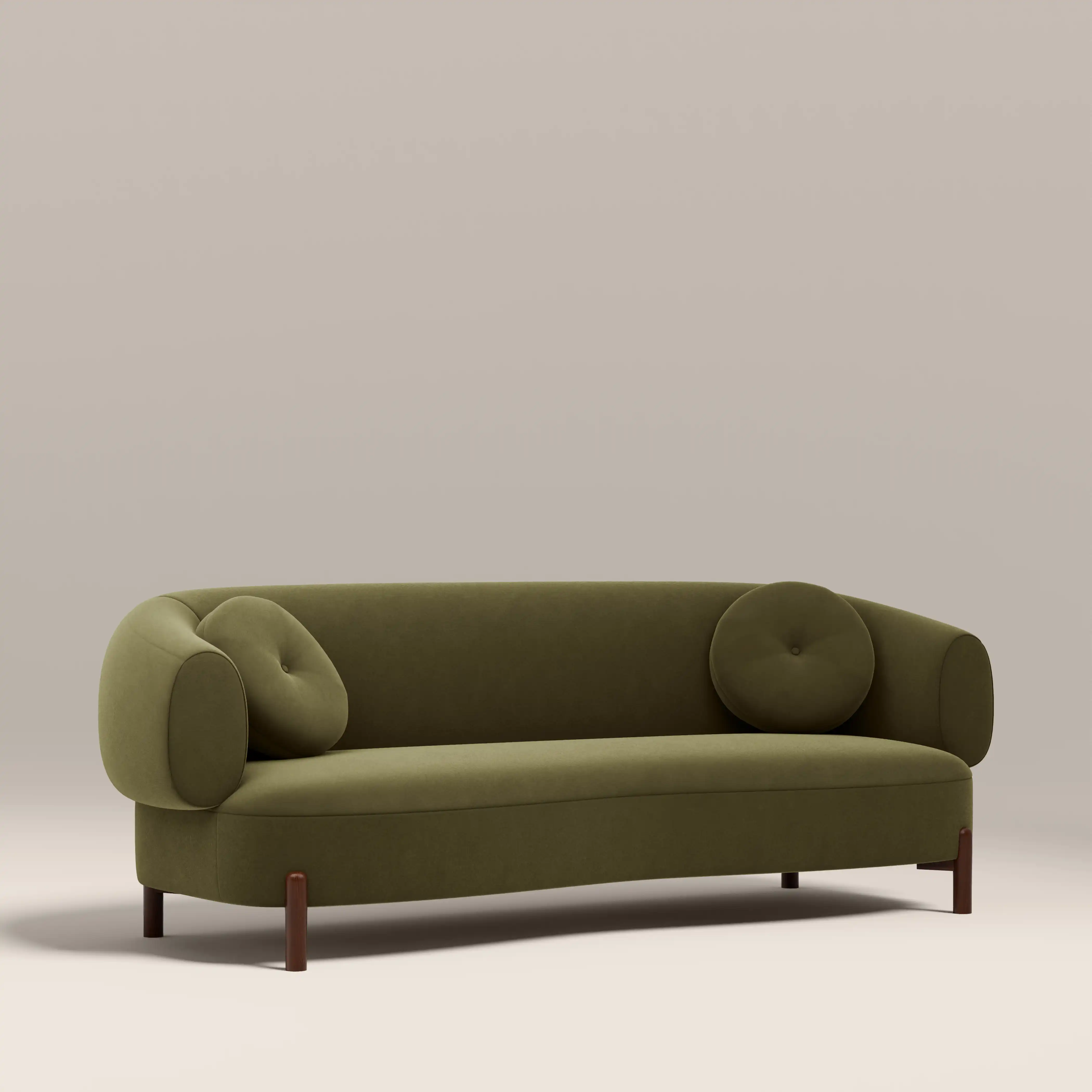 Hallfield 3 Seater Sofa | Moss Green Sustainable Mohair Velvet - Image 2
