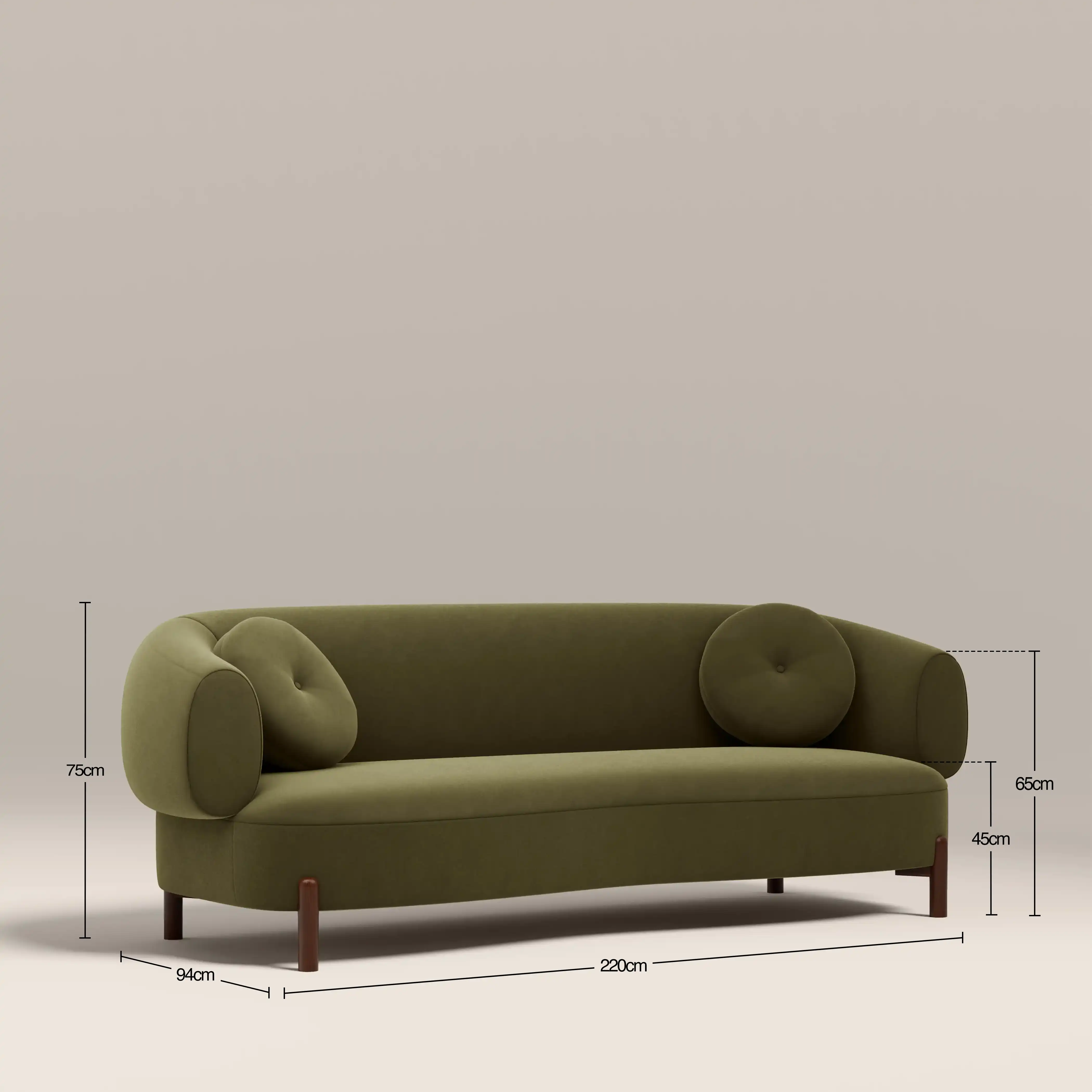 Hallfield 3 Seater Sofa | Moss Green Sustainable Mohair Velvet - Image 7