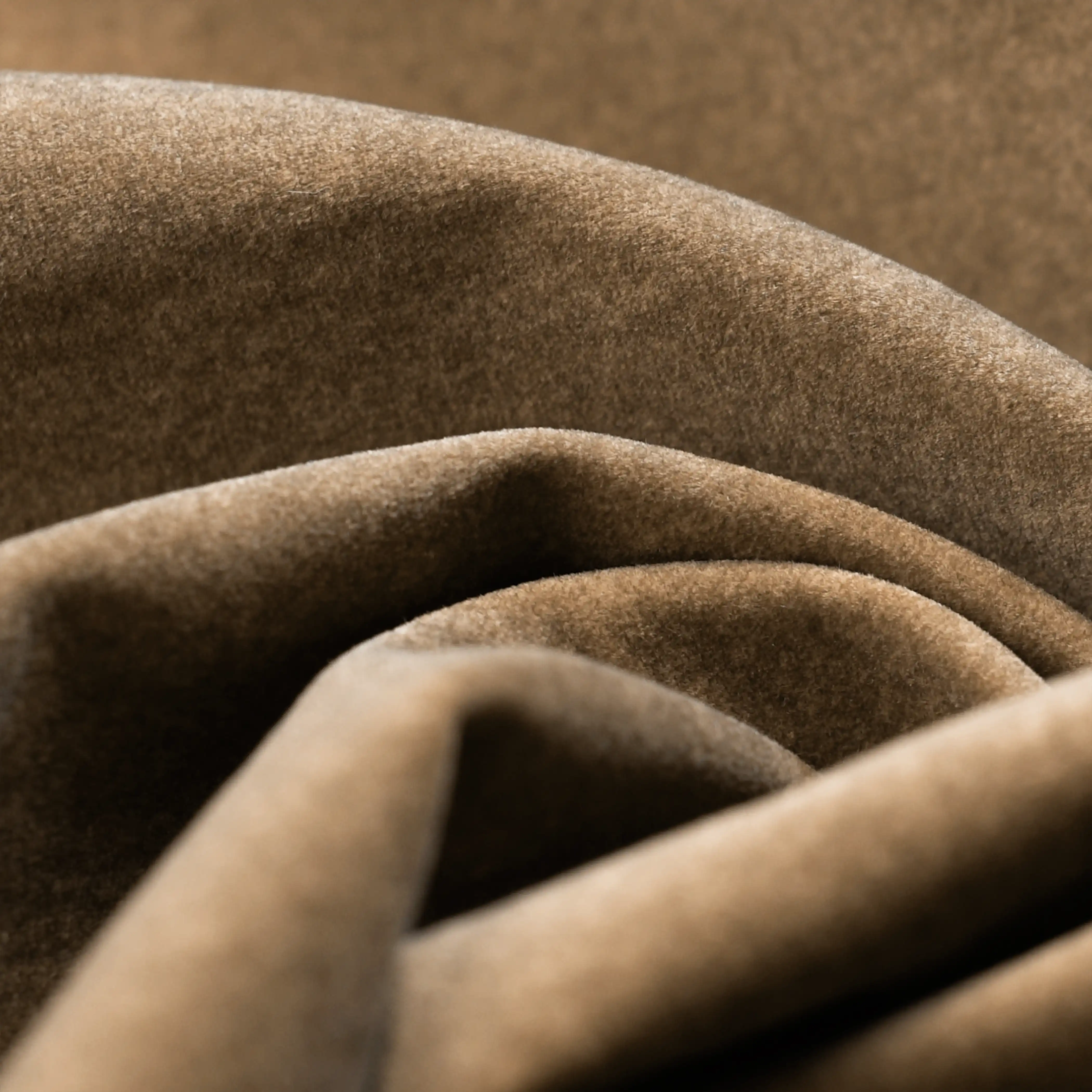 Marie Footstool | Truffle Brown Sustainable Mohair Velvet & Walnut Burl Wood - Image 3