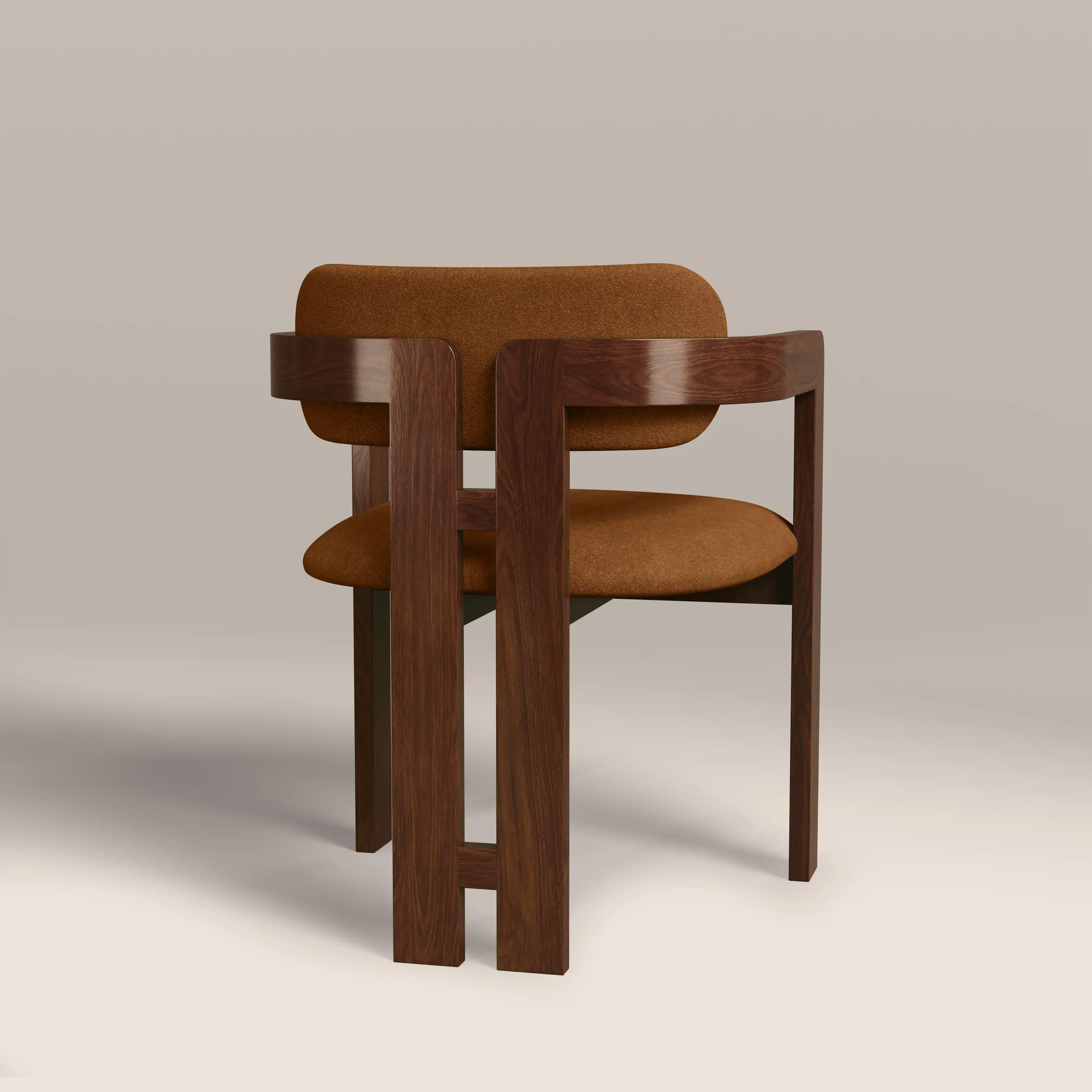 Hallie Wooden Carver Dining Chair | Caramel Brown Sustainable Mohair Velvet & Walnut - Image 6