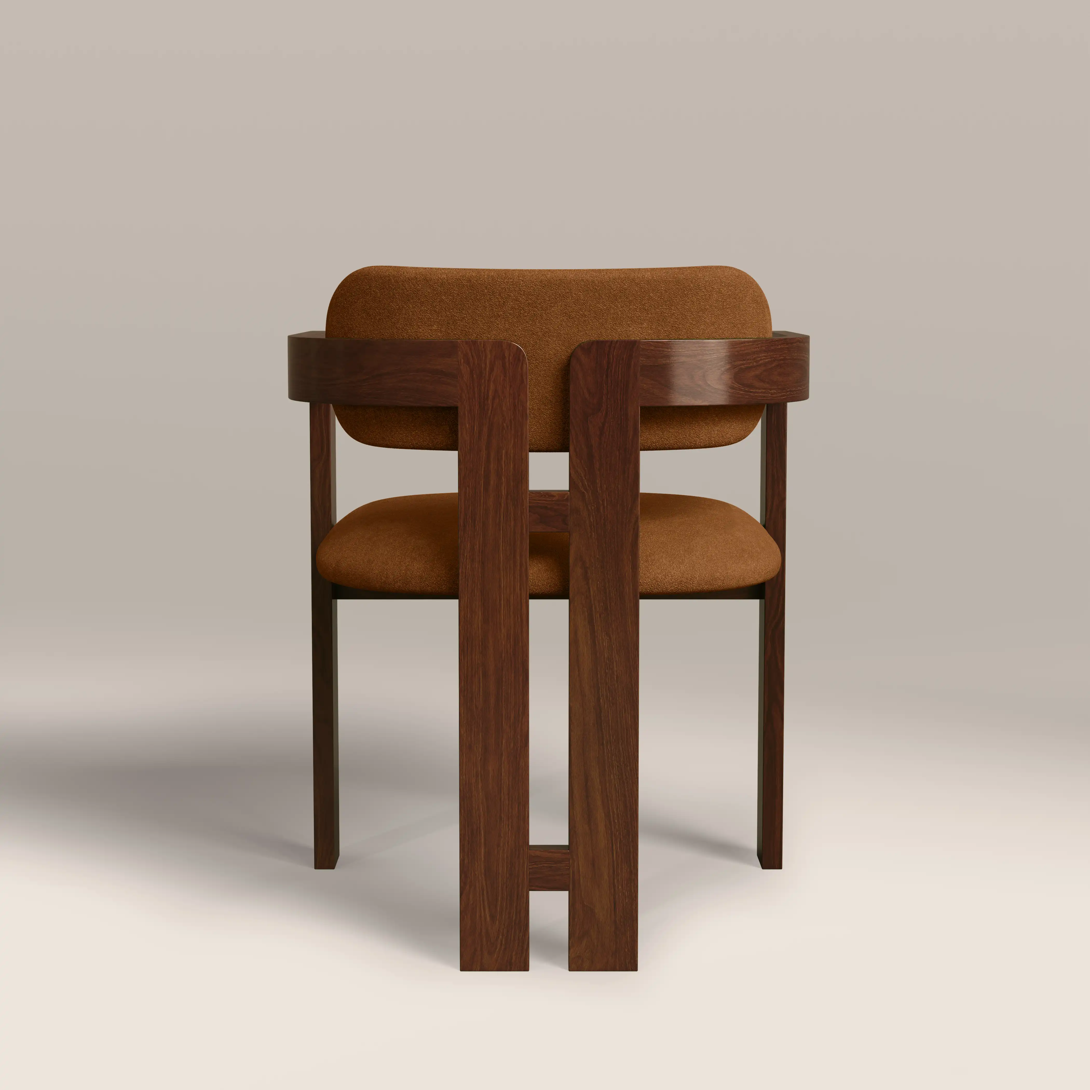 Hallie Wooden Carver Dining Chair | Caramel Brown Sustainable Mohair Velvet & Walnut - Image 7