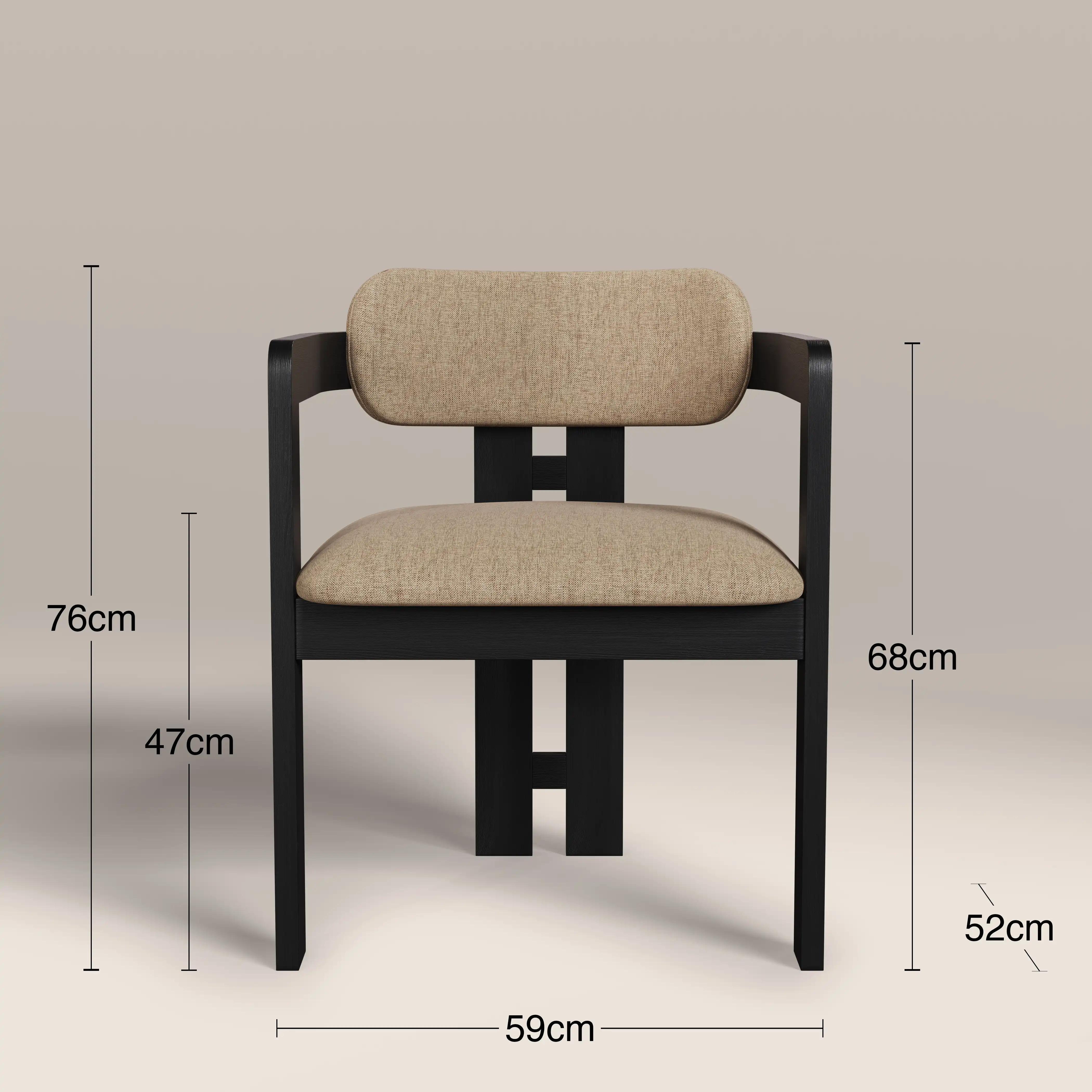 Hallie Wooden Carver Dining Chair | Latte Sustainable Fabric & Black - Image 8