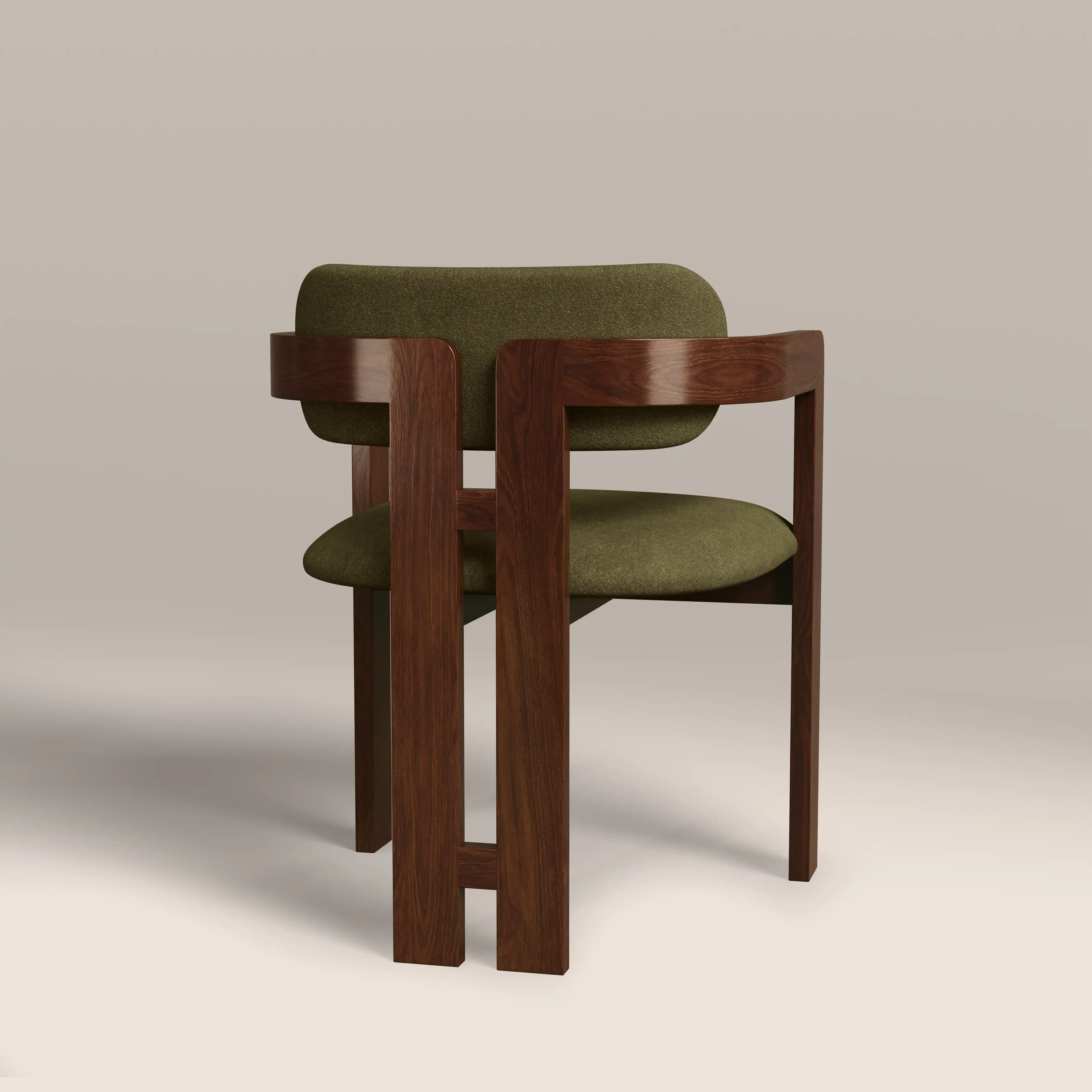 Hallie Wooden Carver Dining Chair | Moss Green Sustainable Mohair Velvet & Walnut - Image 6