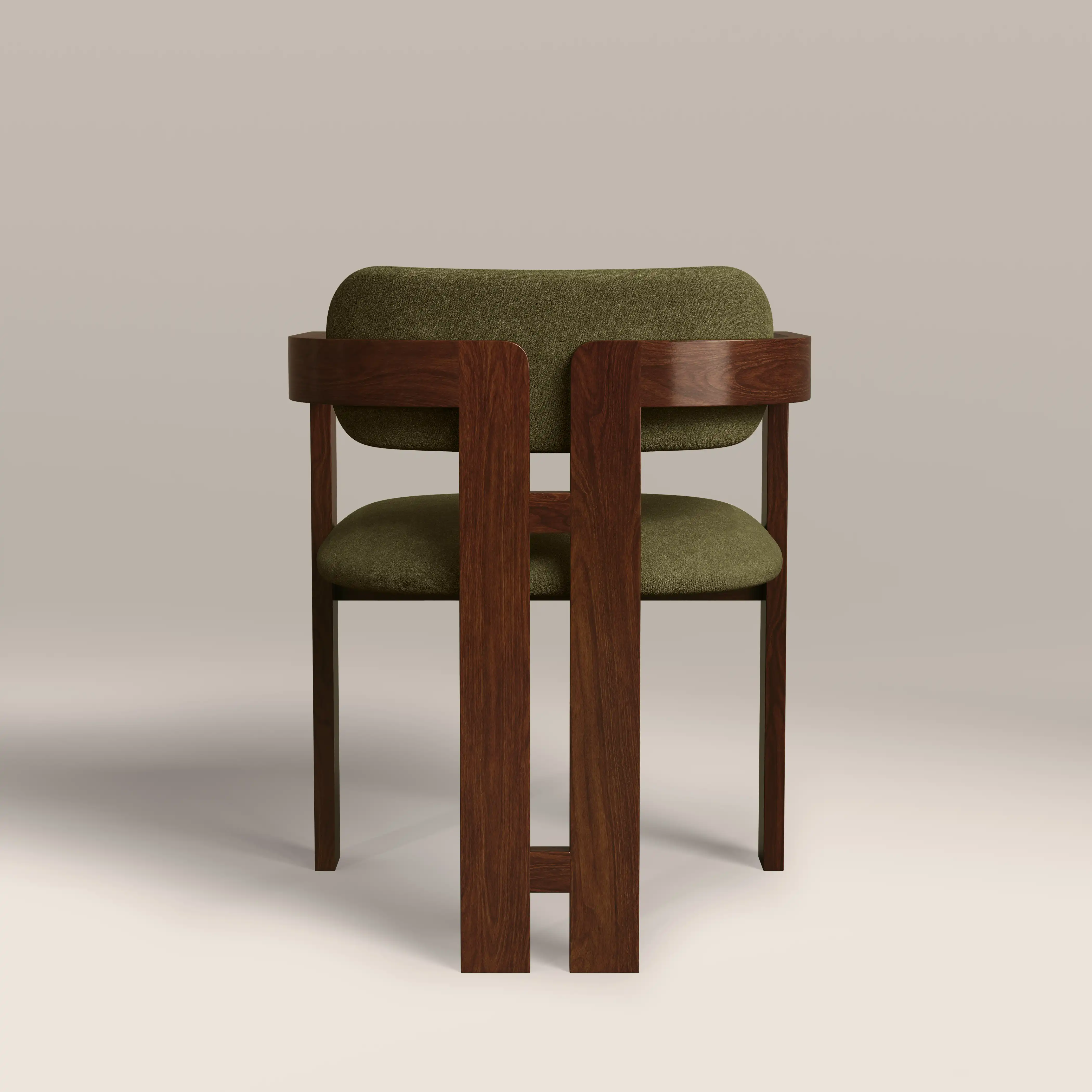 Hallie Wooden Carver Dining Chair | Moss Green Sustainable Mohair Velvet & Walnut - Image 7