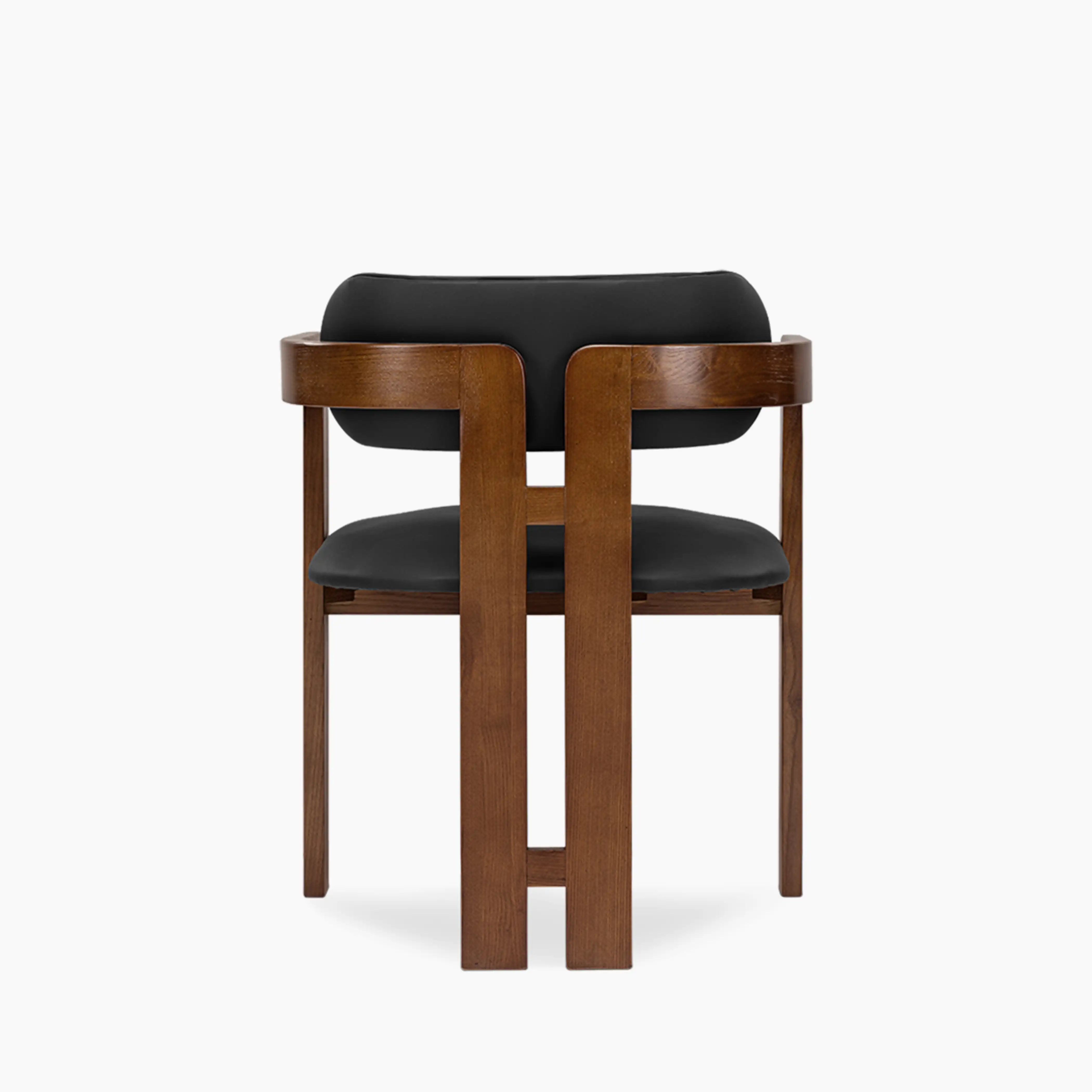 Hallie Wooden Carver Dining Chair | Noir Black Faux Leather & Walnut - Image 5