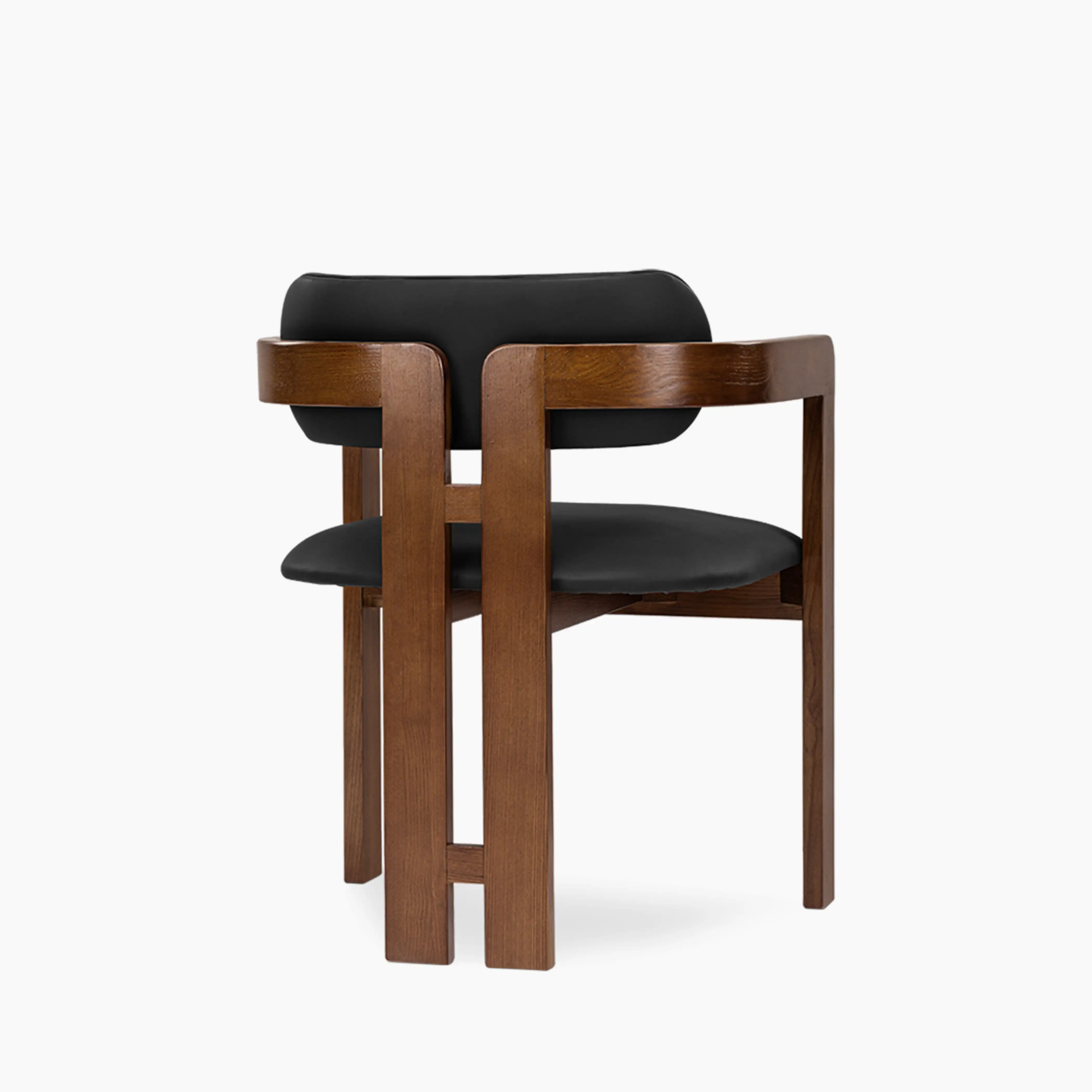 Hallie Wooden Carver Dining Chair | Noir Black Faux Leather & Walnut - Image 6