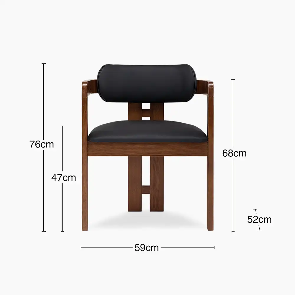 Hallie Wooden Carver Dining Chair | Noir Black Faux Leather & Walnut - Image 8