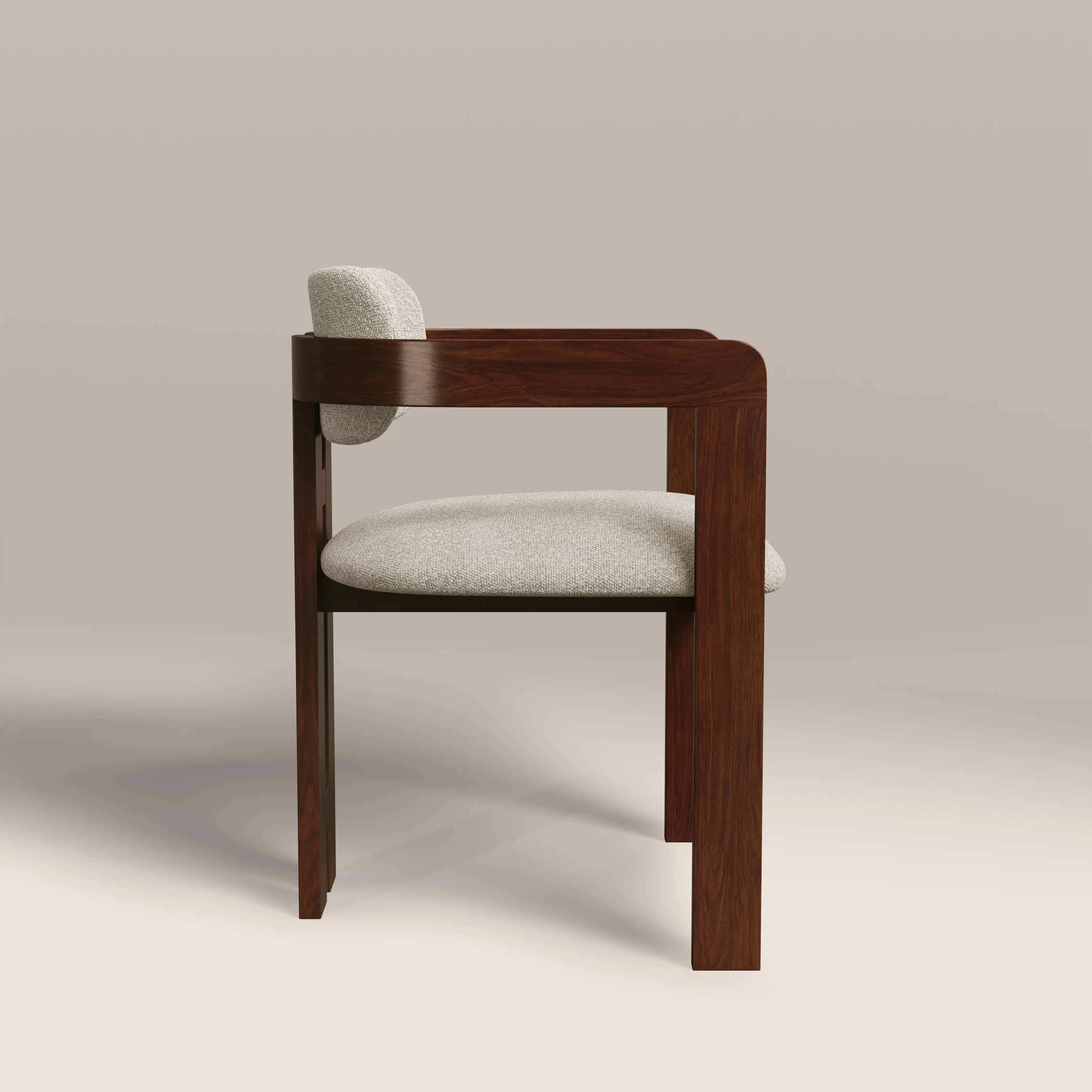 Hallie Wooden Carver Dining Chair | Speckled Stone Sustainable Boucle & Walnut - Image 5