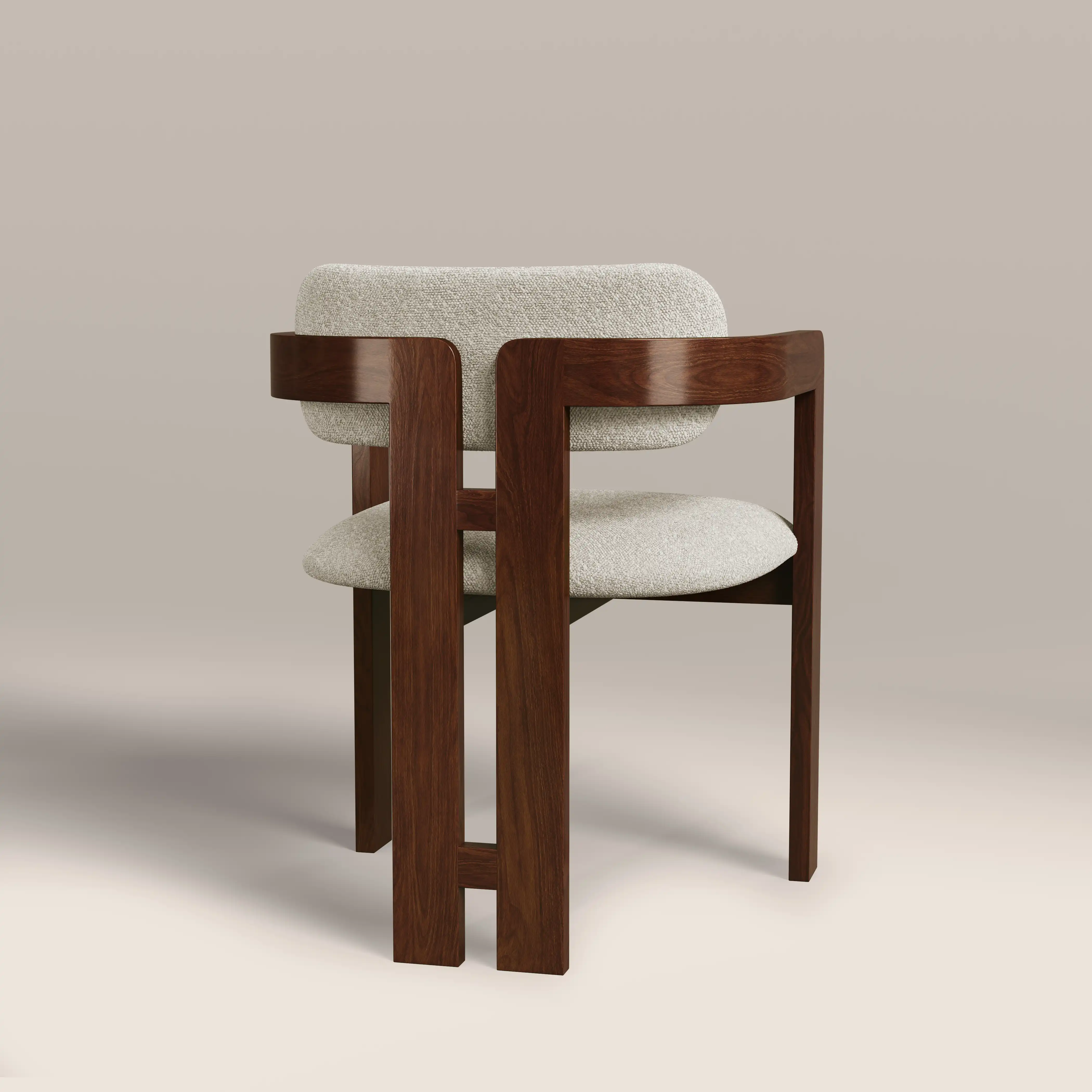 Hallie Wooden Carver Dining Chair | Speckled Stone Sustainable Boucle & Walnut - Image 6
