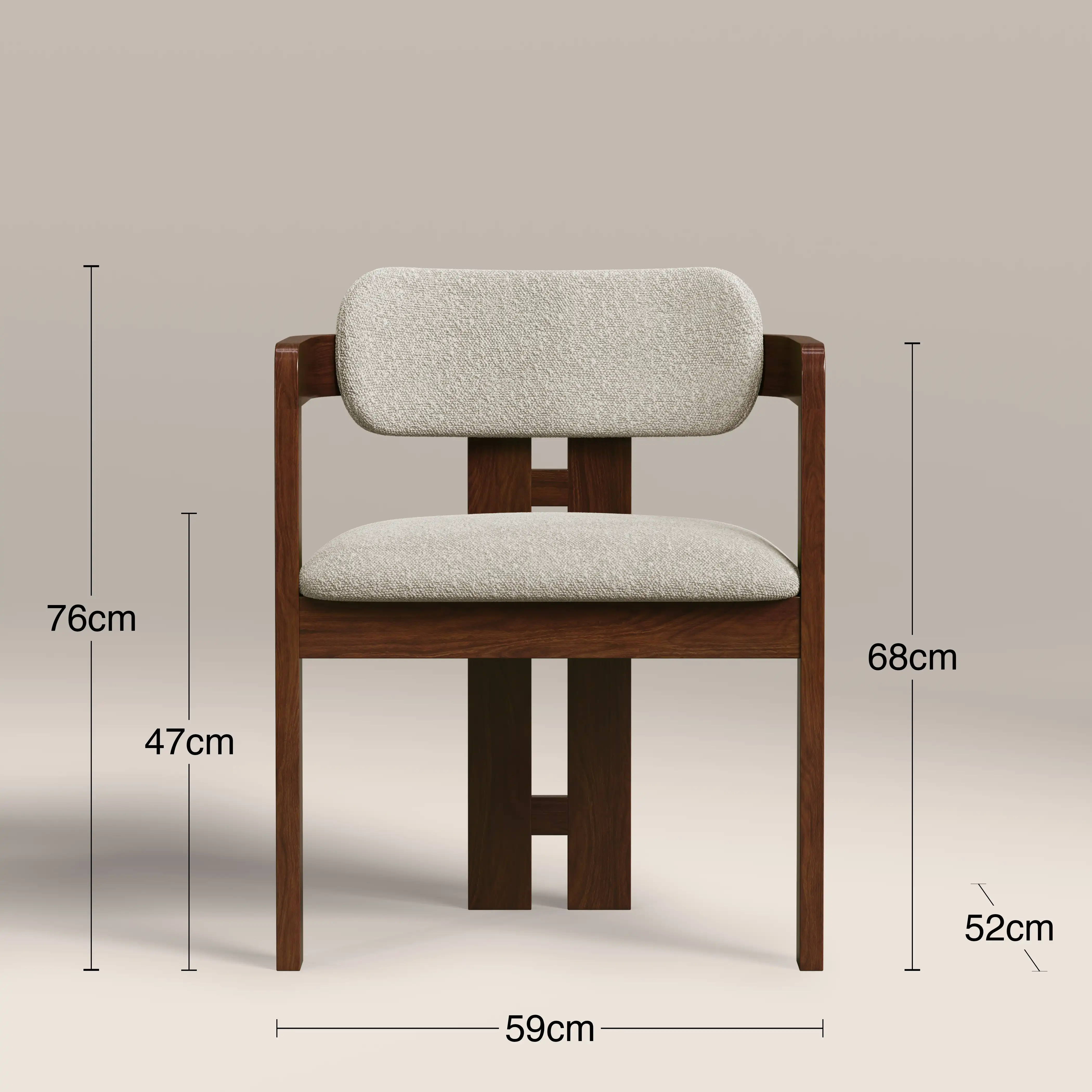 Hallie Wooden Carver Dining Chair | Speckled Stone Sustainable Boucle & Walnut - Image 8