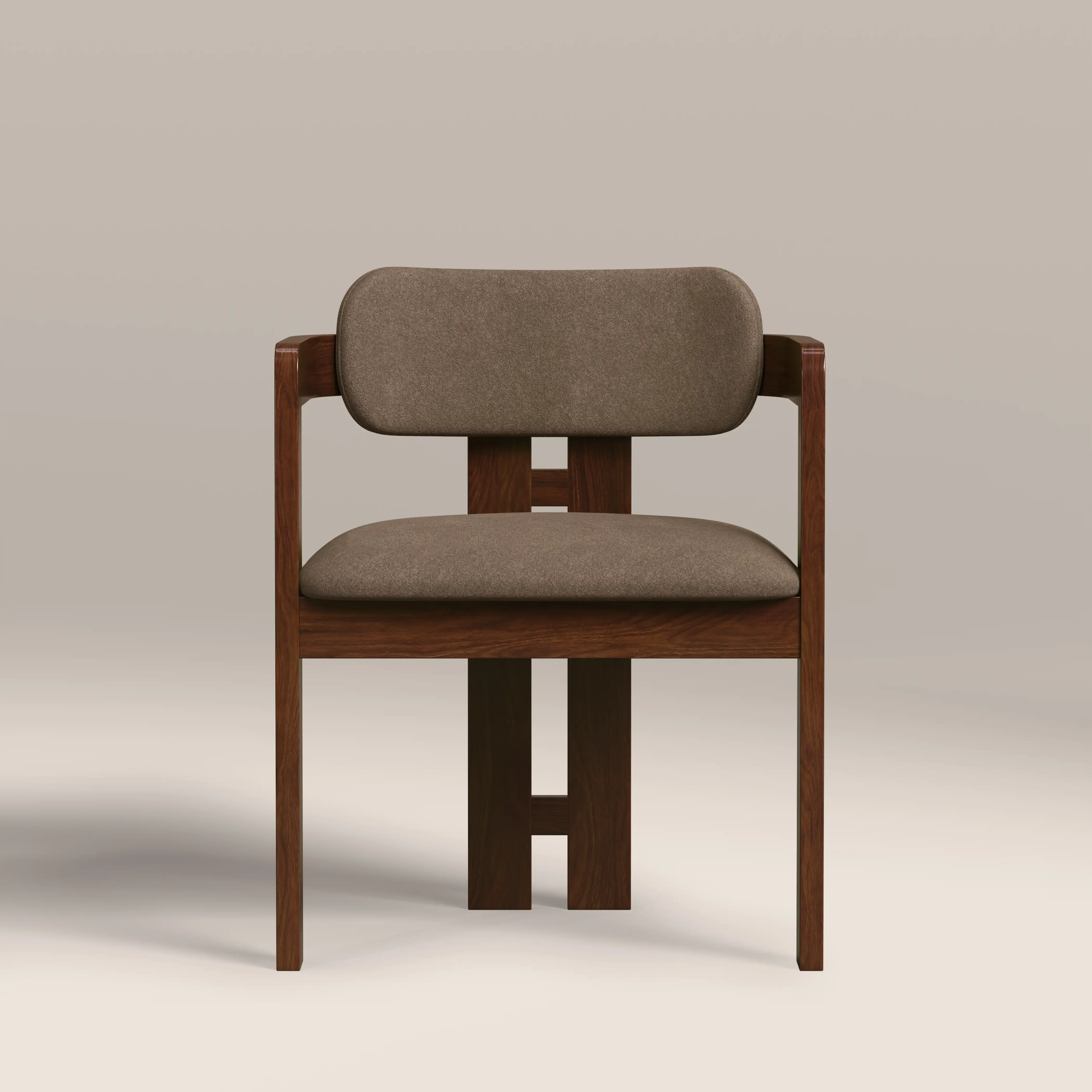 Hallie Wooden Carver Dining Chair | Truffle Brown Sustainable Mohair Velvet & Walnut - Image 4